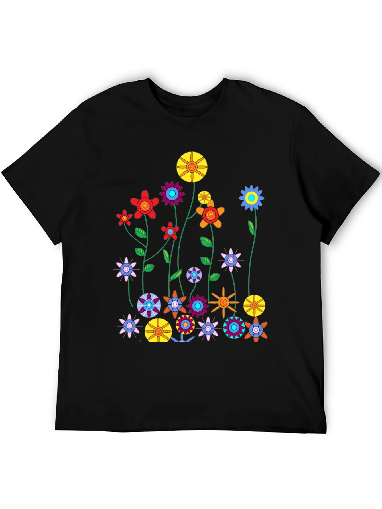 Black Floral Graphic Print Crew Neck T-Shirt view 5