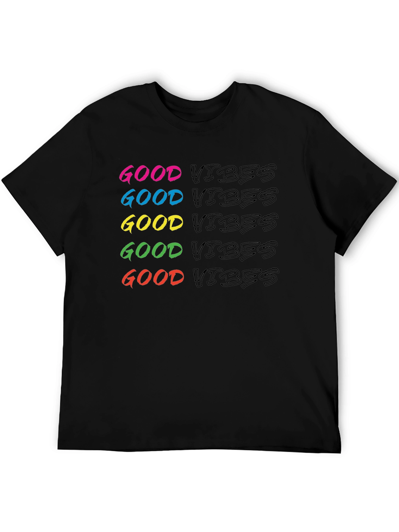 Black Good Vibes Graphic Tee - Men's Black Crew Neck view 5