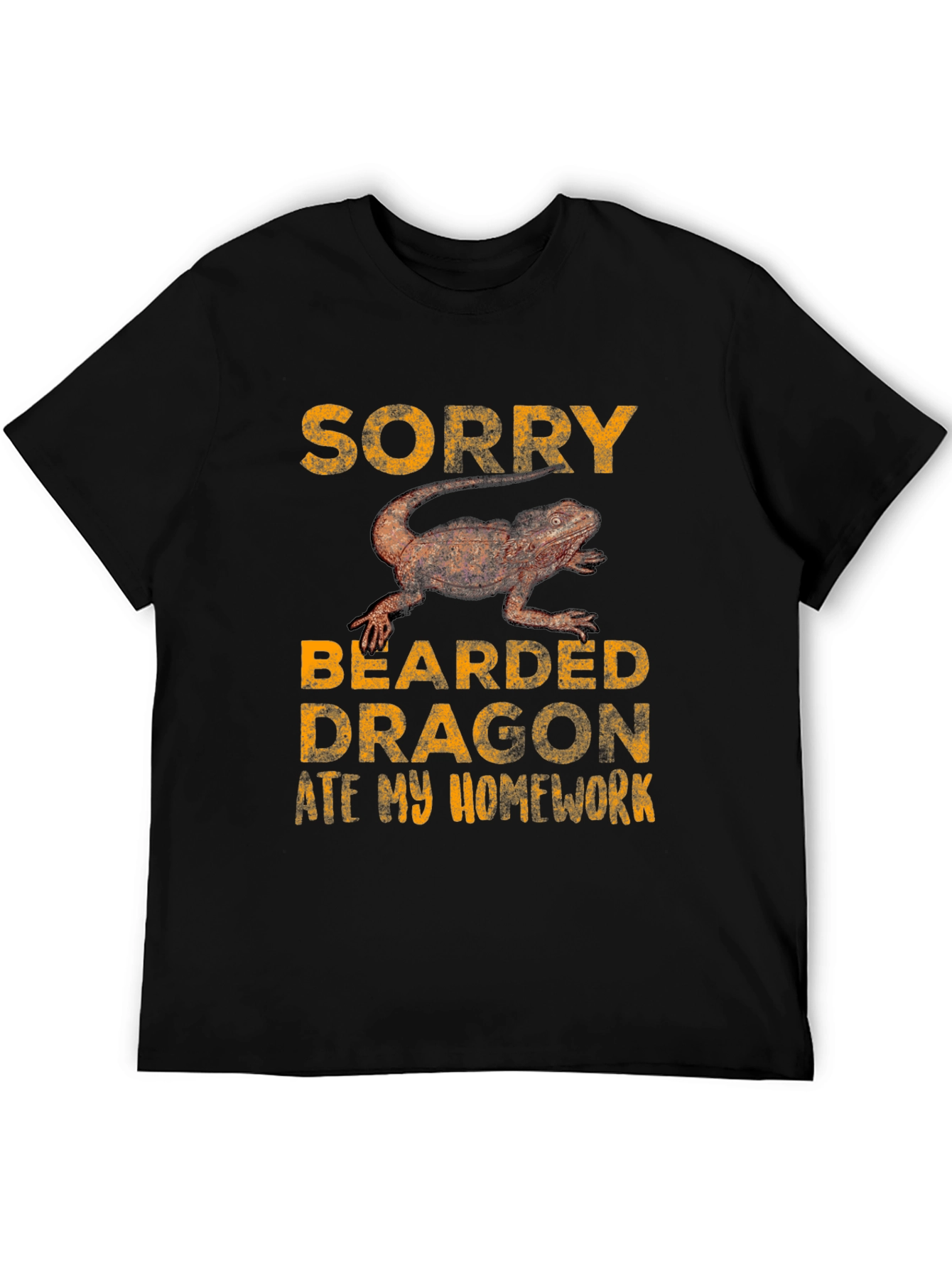 Black Funny Bearded Dragon Ate Homework T-Shirt view 5