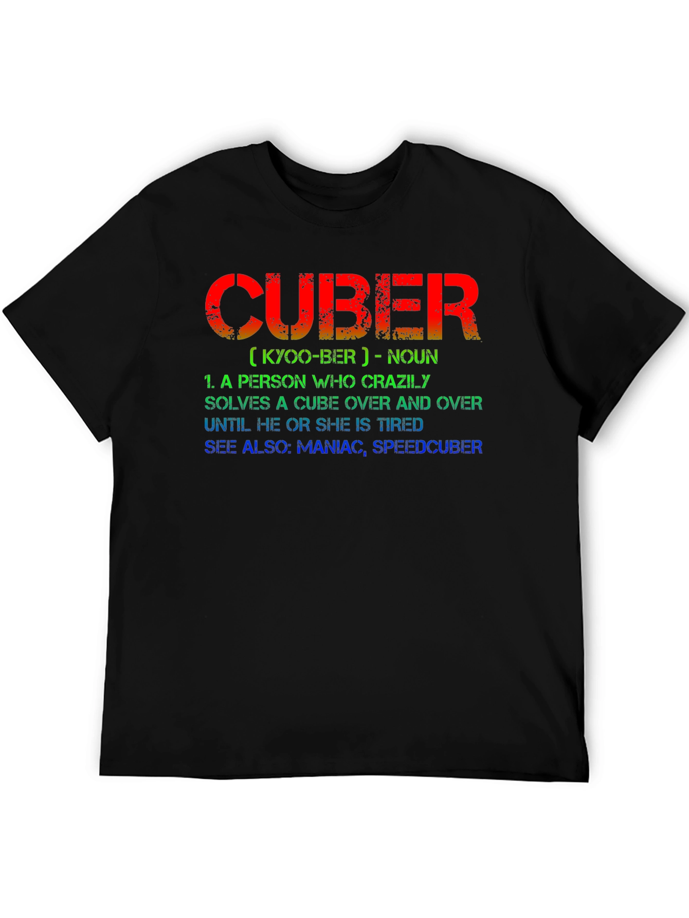 Black CUBER Definition Black T-Shirt - For Puzzle Lovers view 5