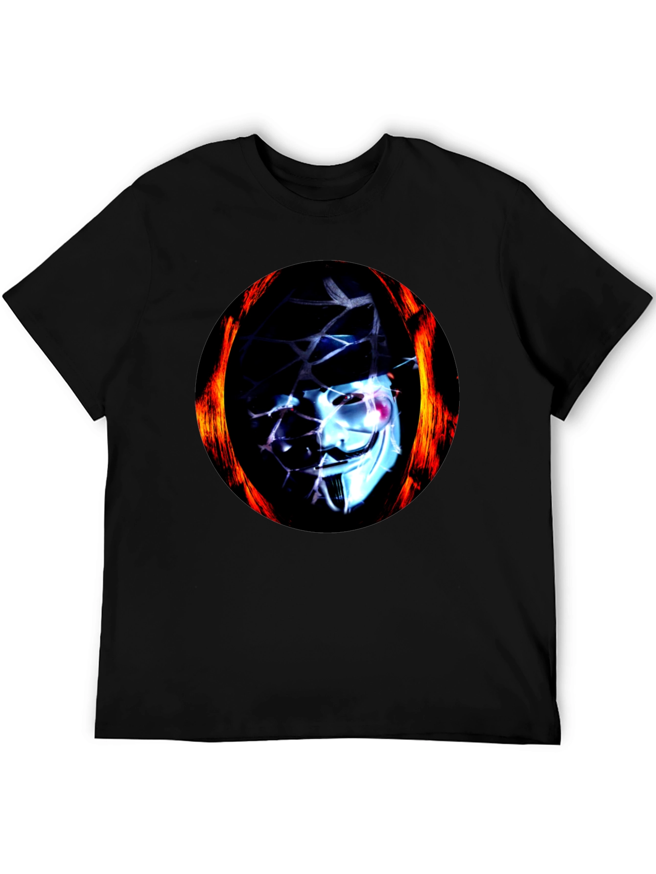Black Anonymous Mask Flame T-Shirt view 5