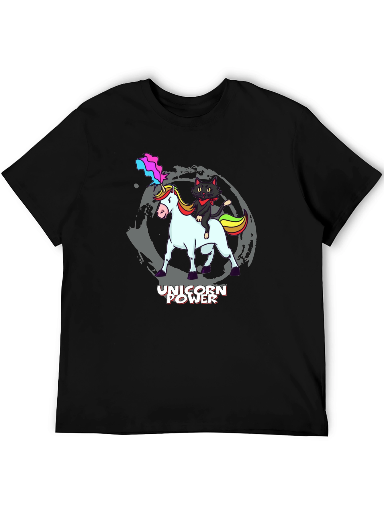 Black Unicorn Power T-Shirt - Cat Riding Unicorn! view 5