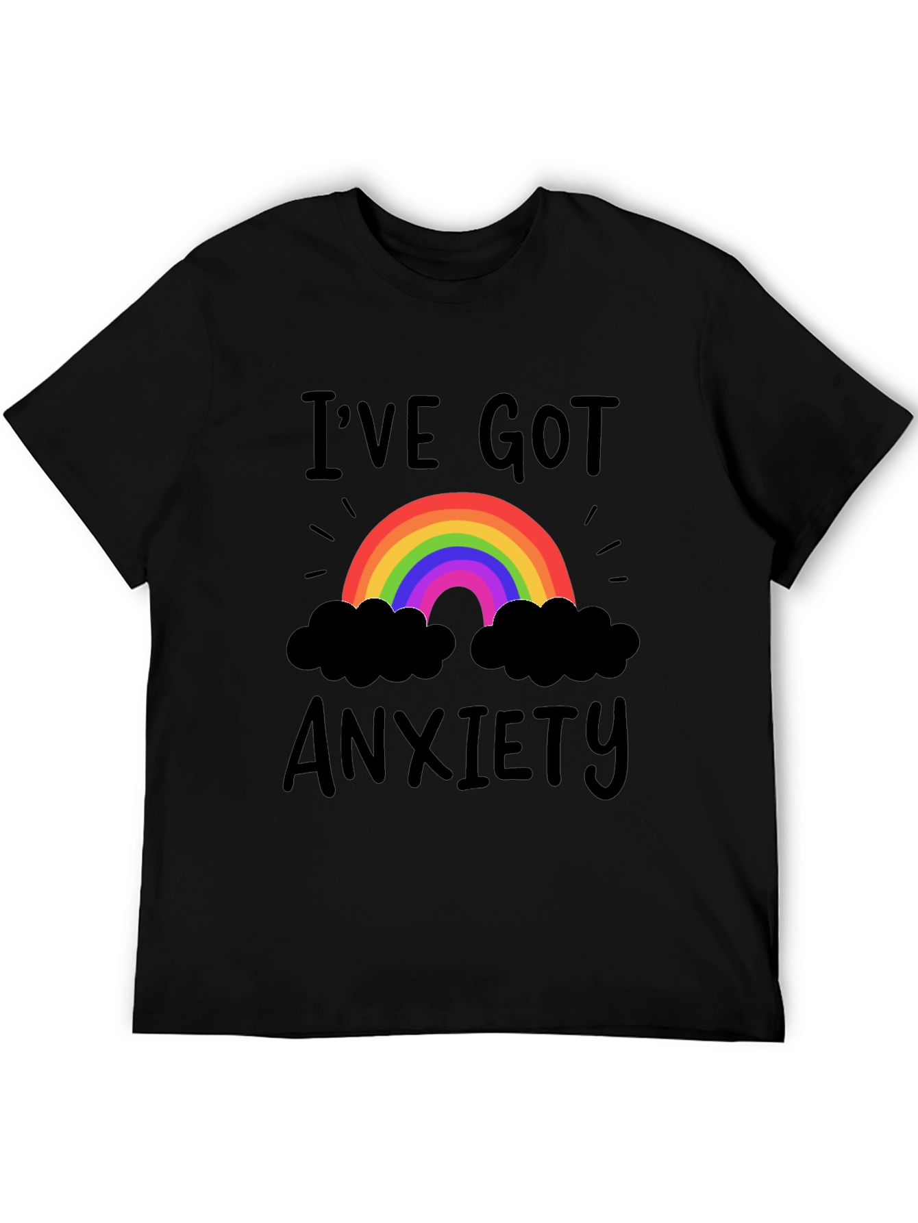 Black I've Got Anxiety T-Shirt Rainbow Black view 5