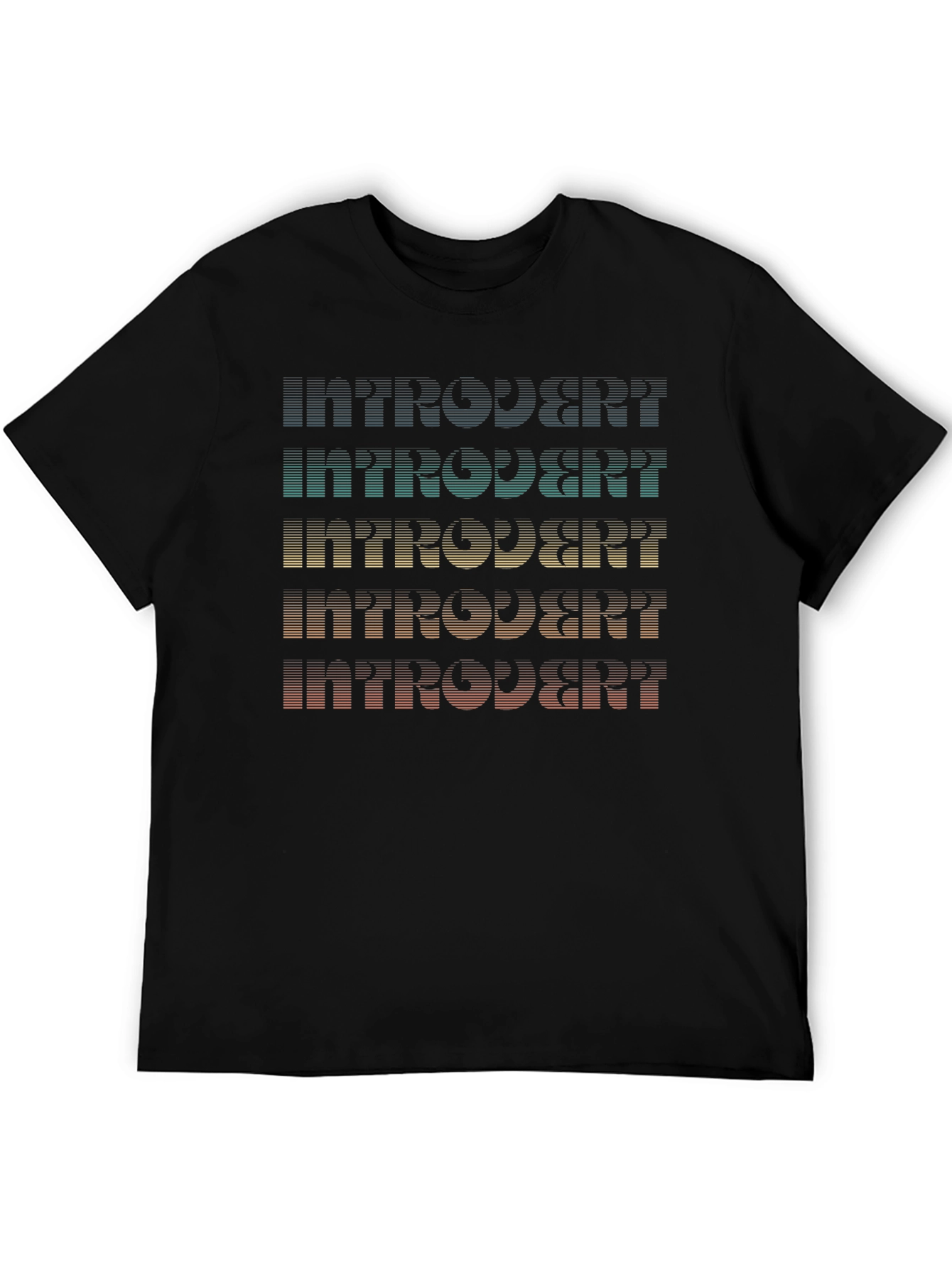 Black Introvert Retro Style T-Shirt view 5