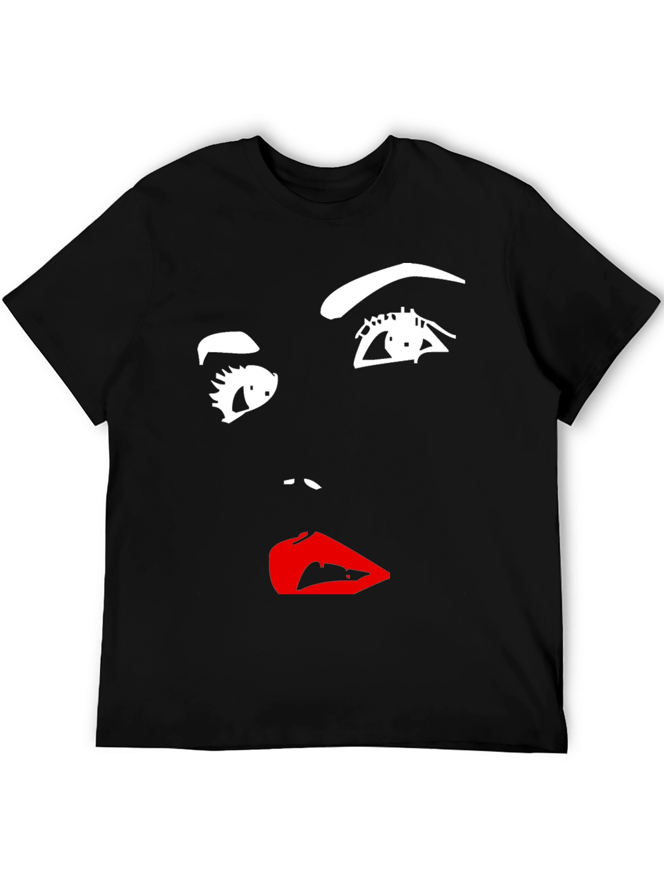 Black Abstract Face Graphic Tee - Modern Art Shirt view 5