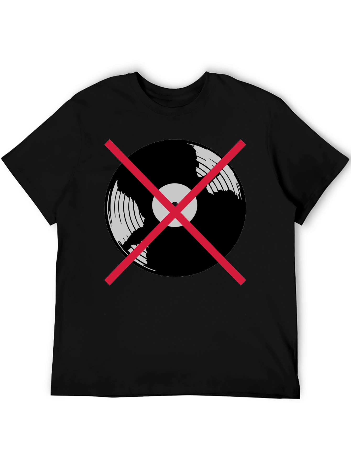 Black No Vinyl T-Shirt - Music Lover Tee view 5