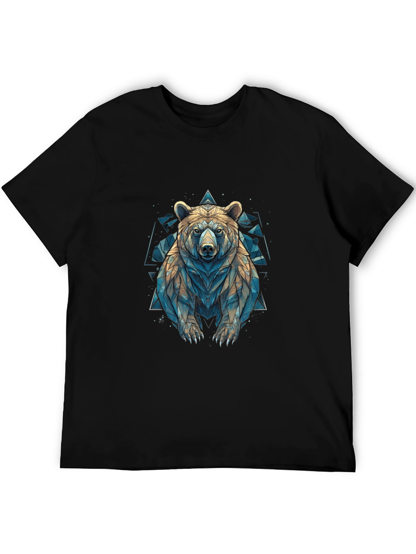 Black Geometric Bear Graphic T-Shirt - Modern Animal Design view 5