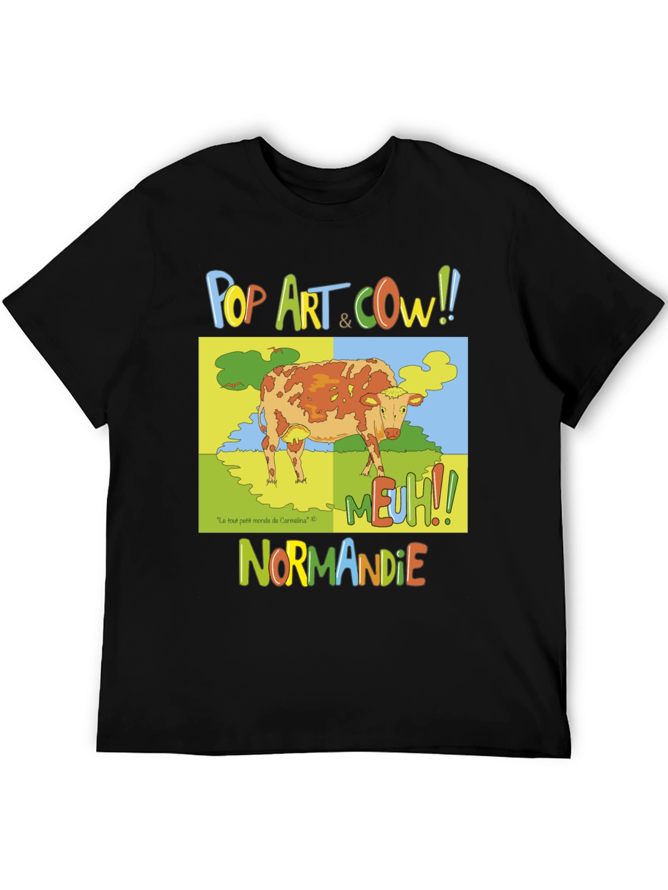 Black Pop Art Cow Graphic T-Shirt - Normandy Edition view 5