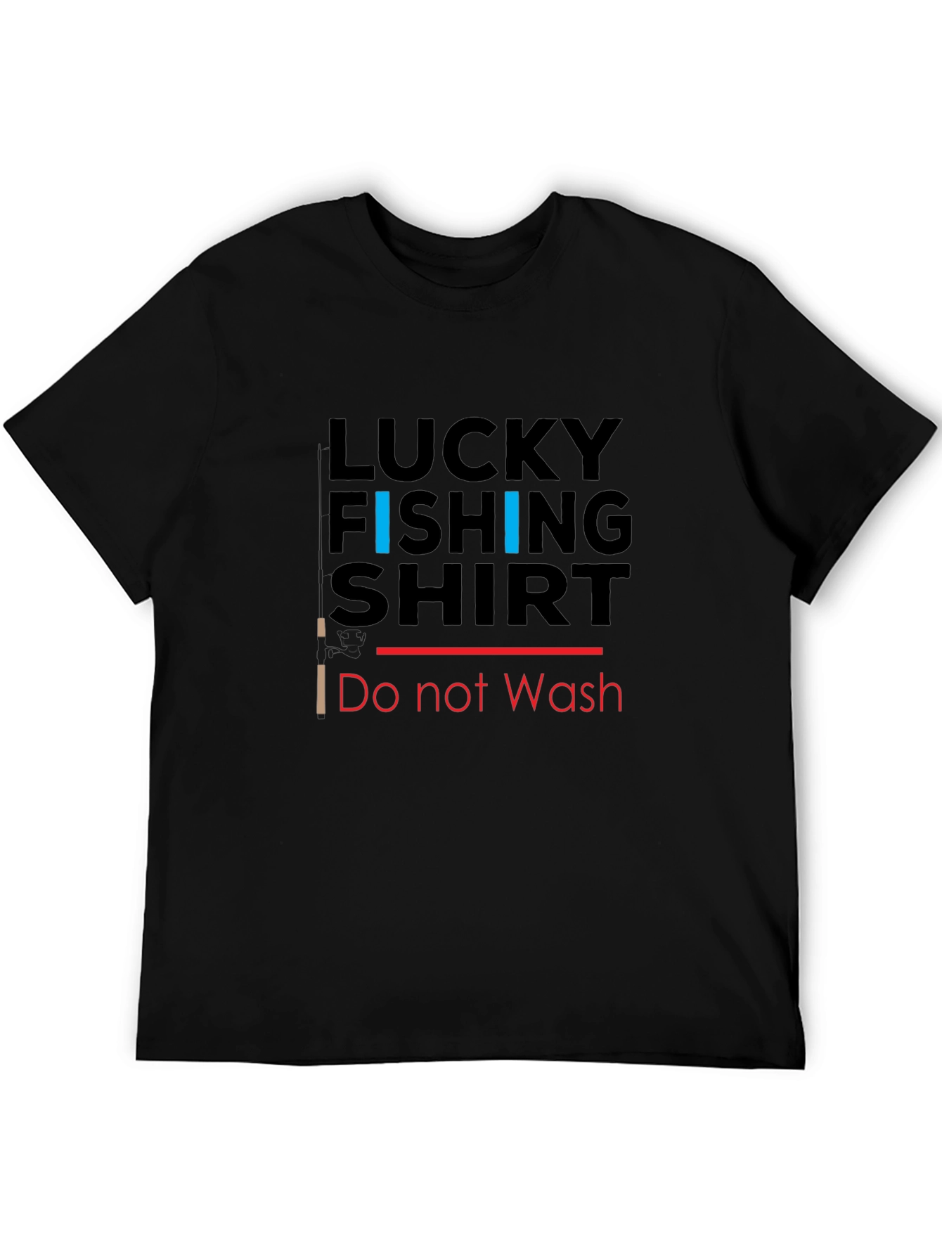 Black Lucky Fishing Shirt - Novelty Graphic Tee view 5