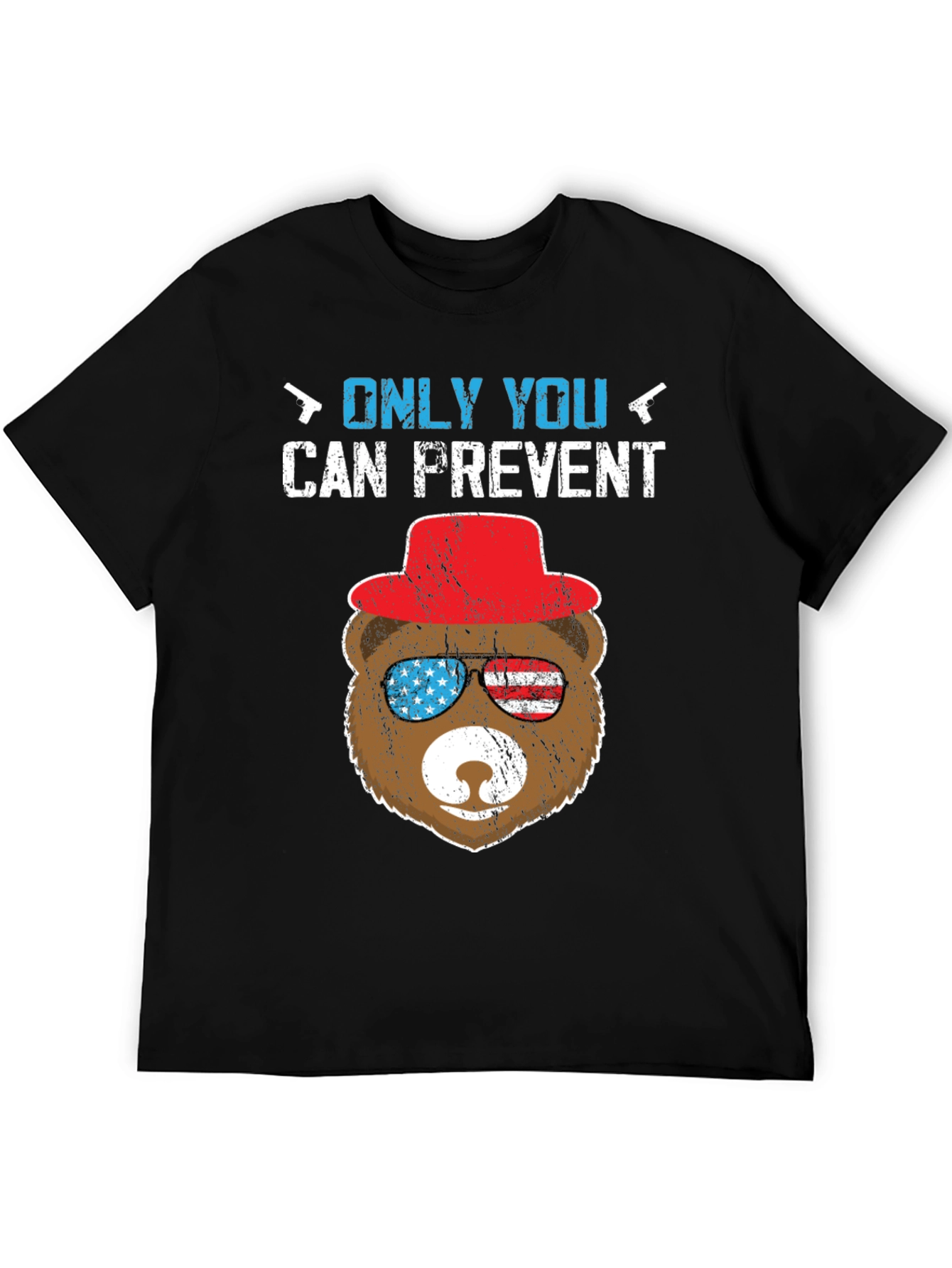 Black Patriotic Bear T-Shirt: Only YOU Prevent view 5