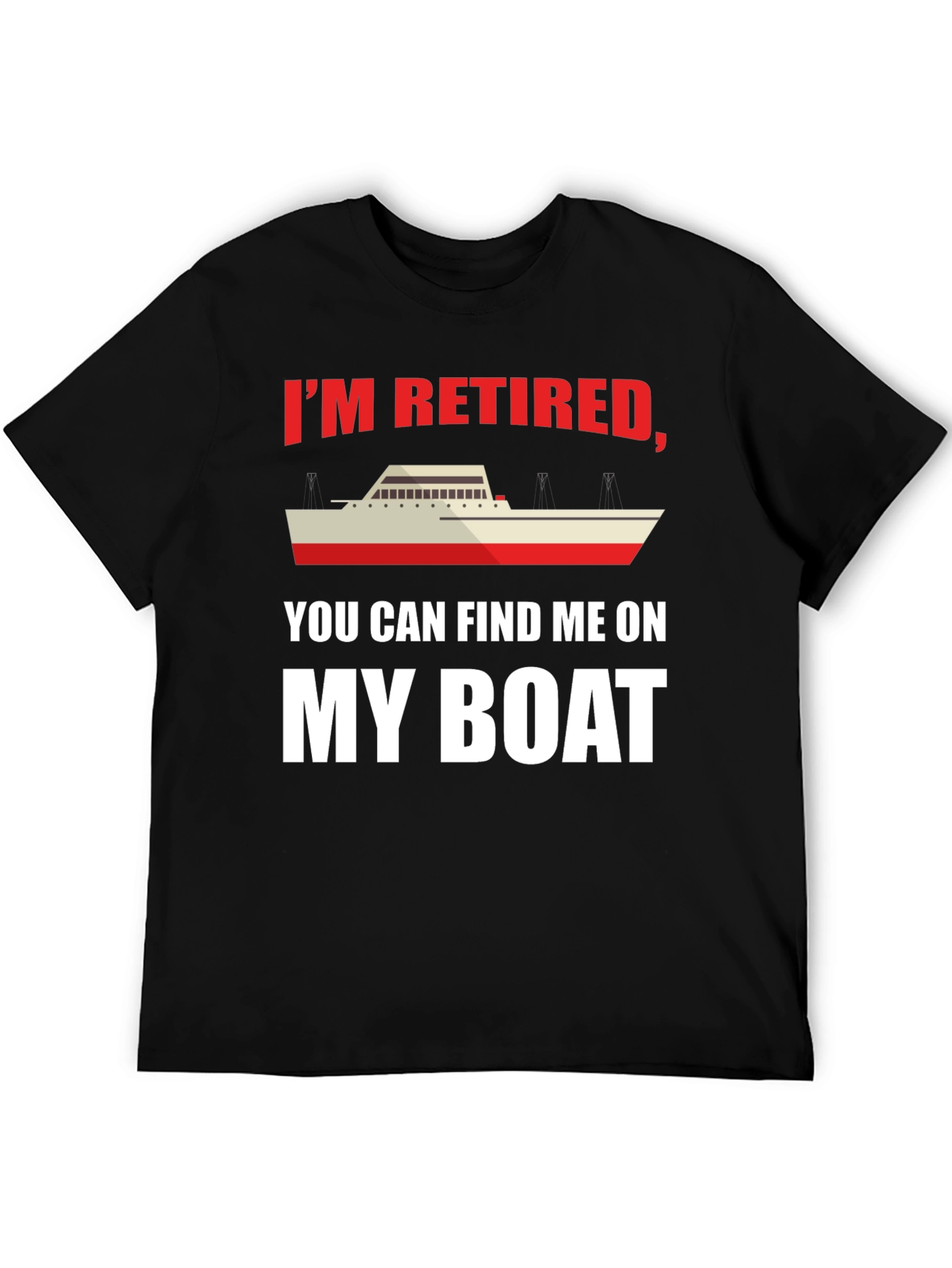 Black Retired Boat Lover T-Shirt view 5