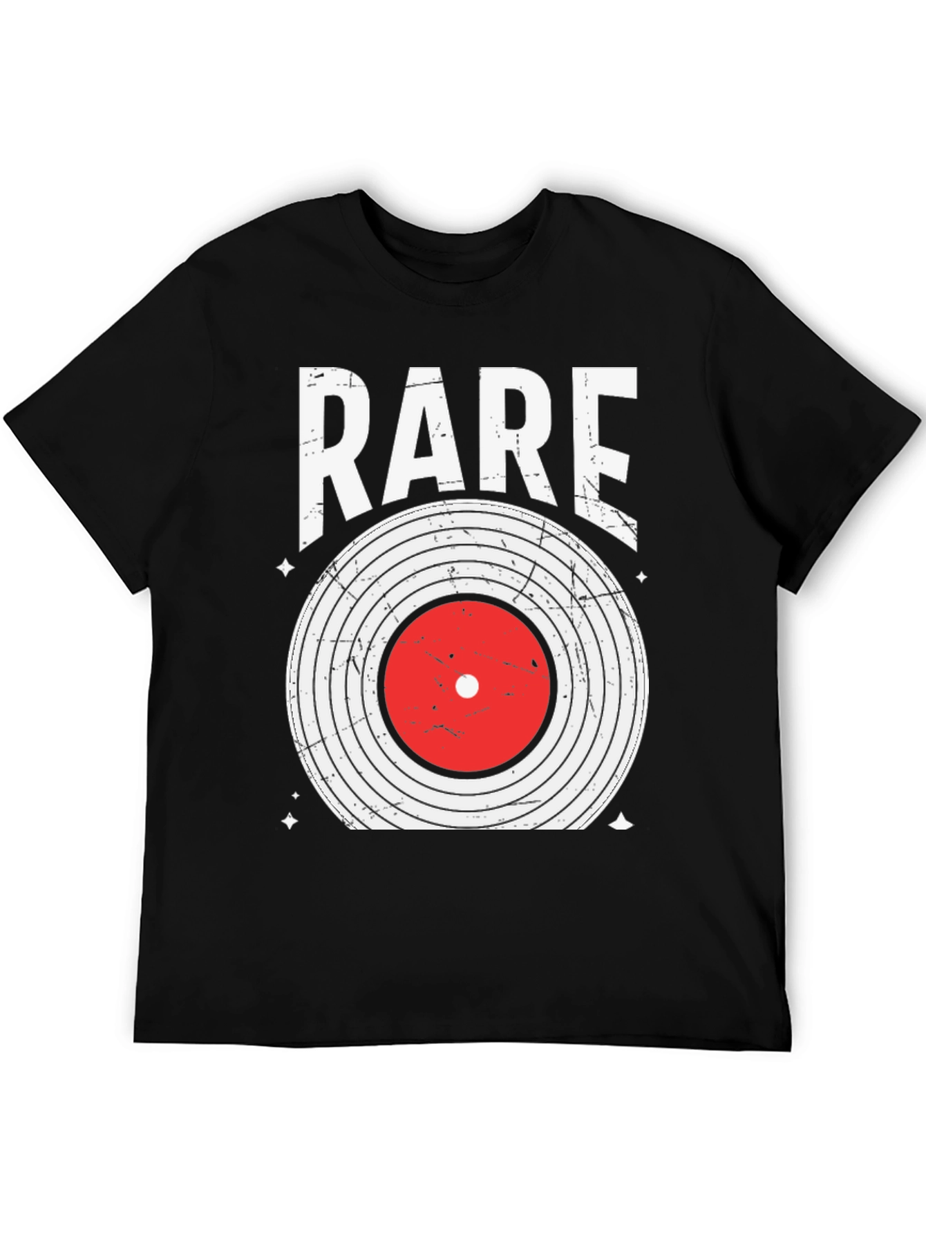 Black Rare Vinyl Record Graphic Tee - Black Cotton Blend Shirt view 5