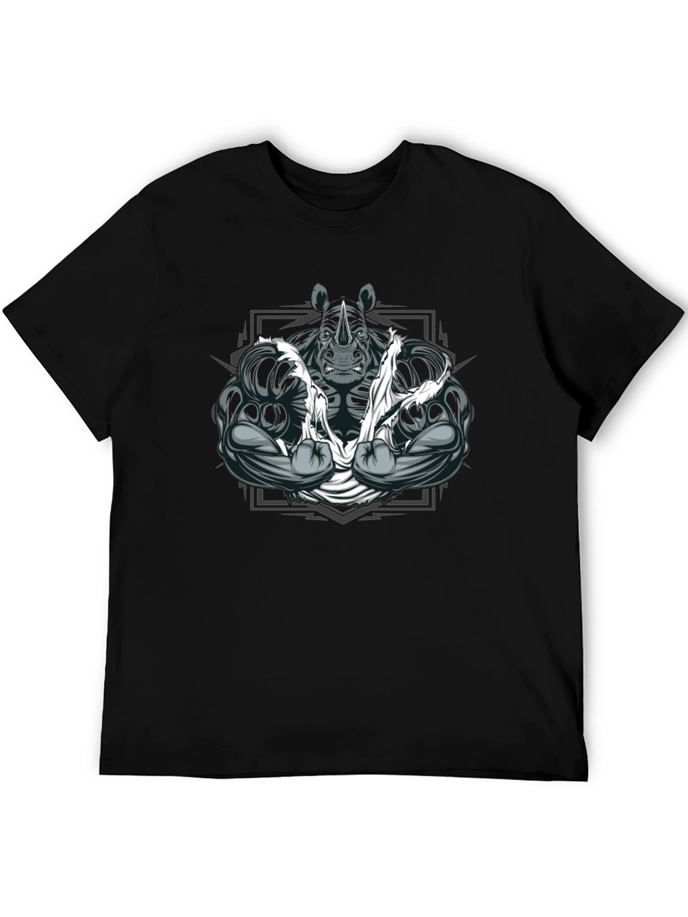 Black Rhino Bodybuilder Graphic T-Shirt - Black view 5