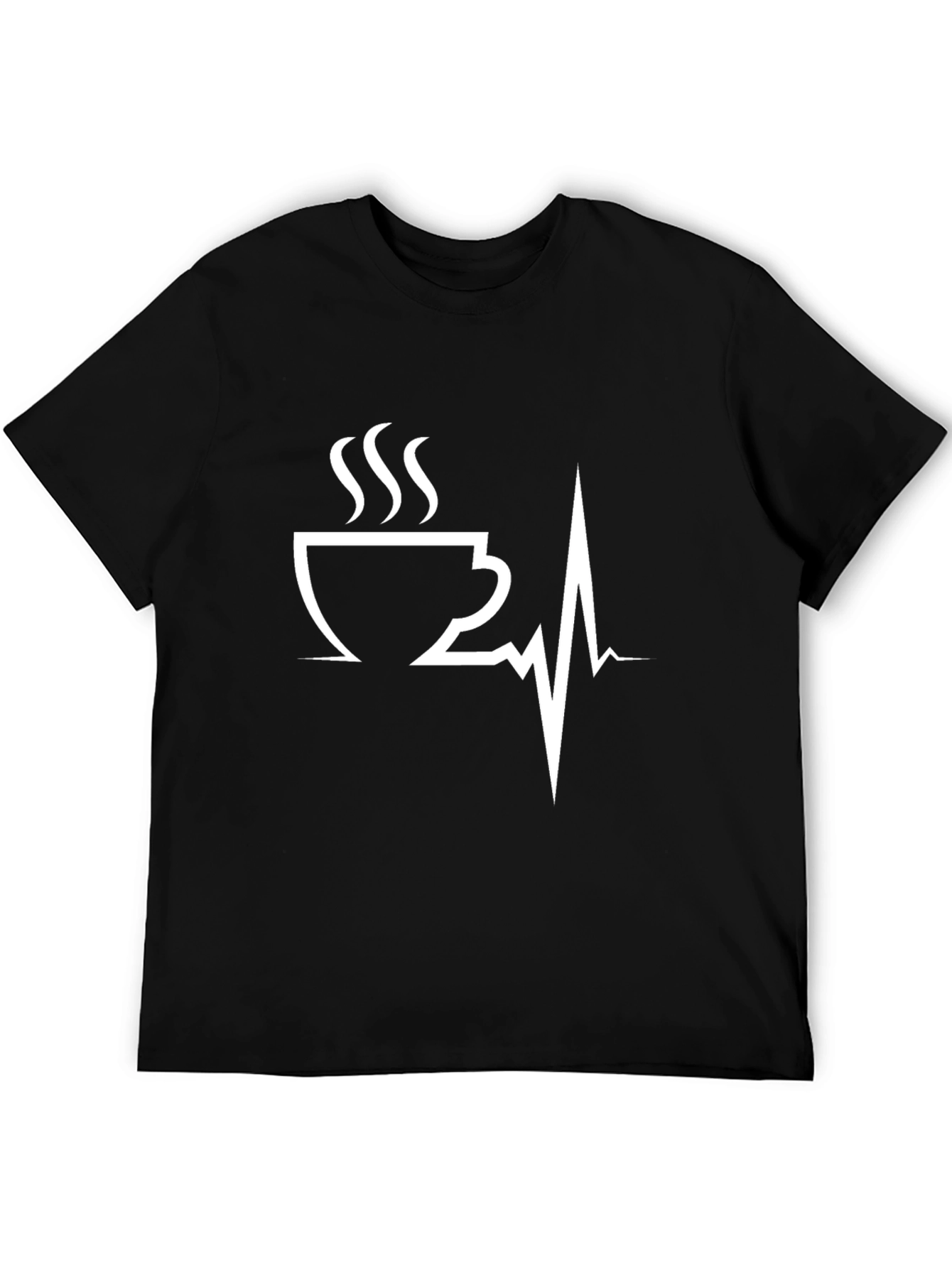 Black Coffee Heartbeat Graphic Tee - Caffeine Lover T-Shirt view 5