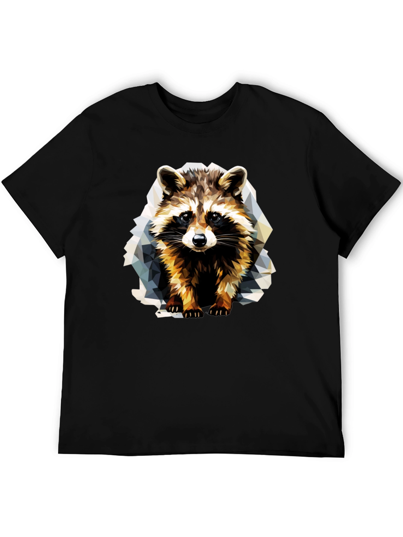 Black Geometric Raccoon Graphic T-Shirt view 5