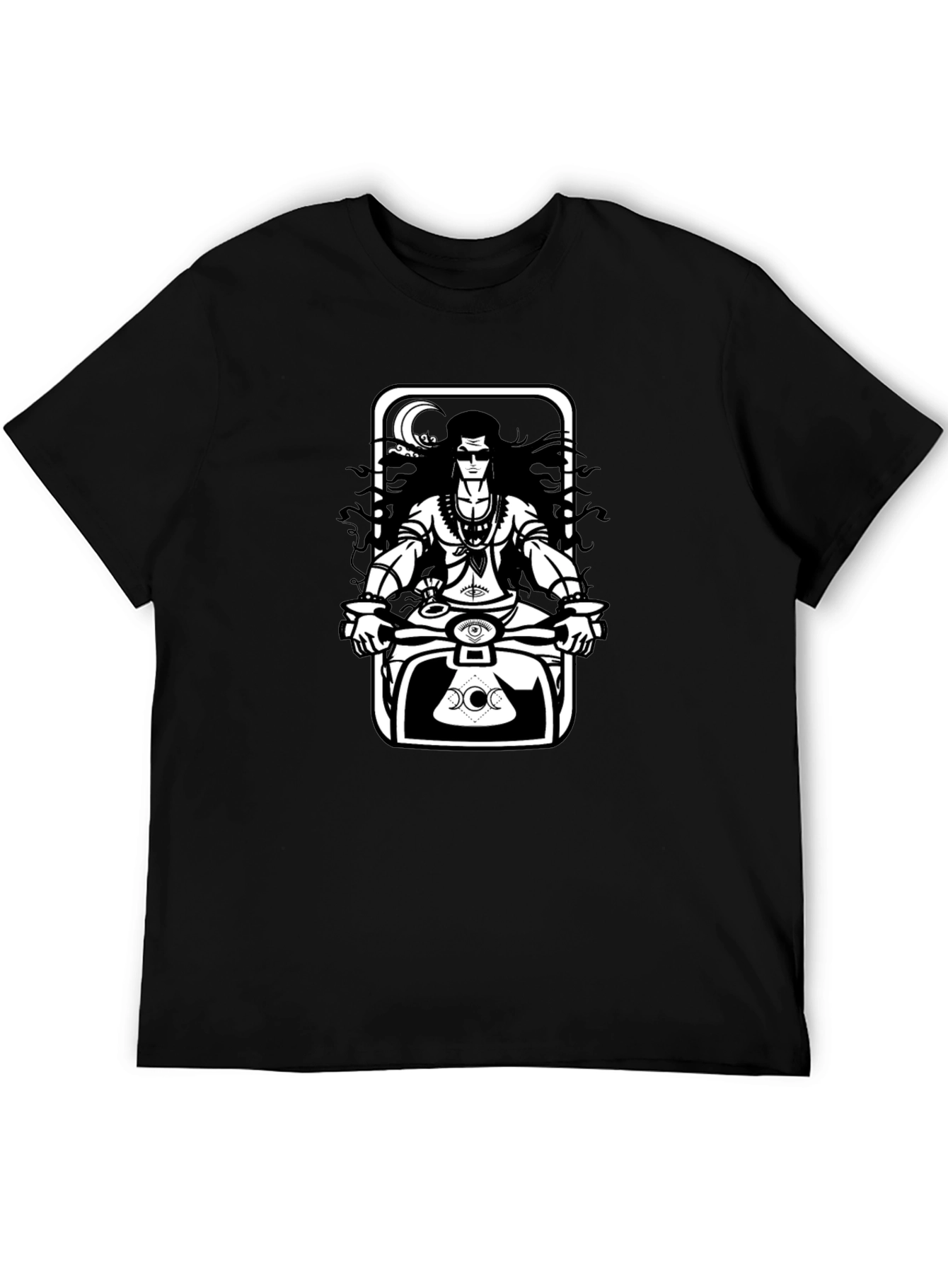 Black Shiva Motorbike Graphic Tee - Black Cotton Blend view 5