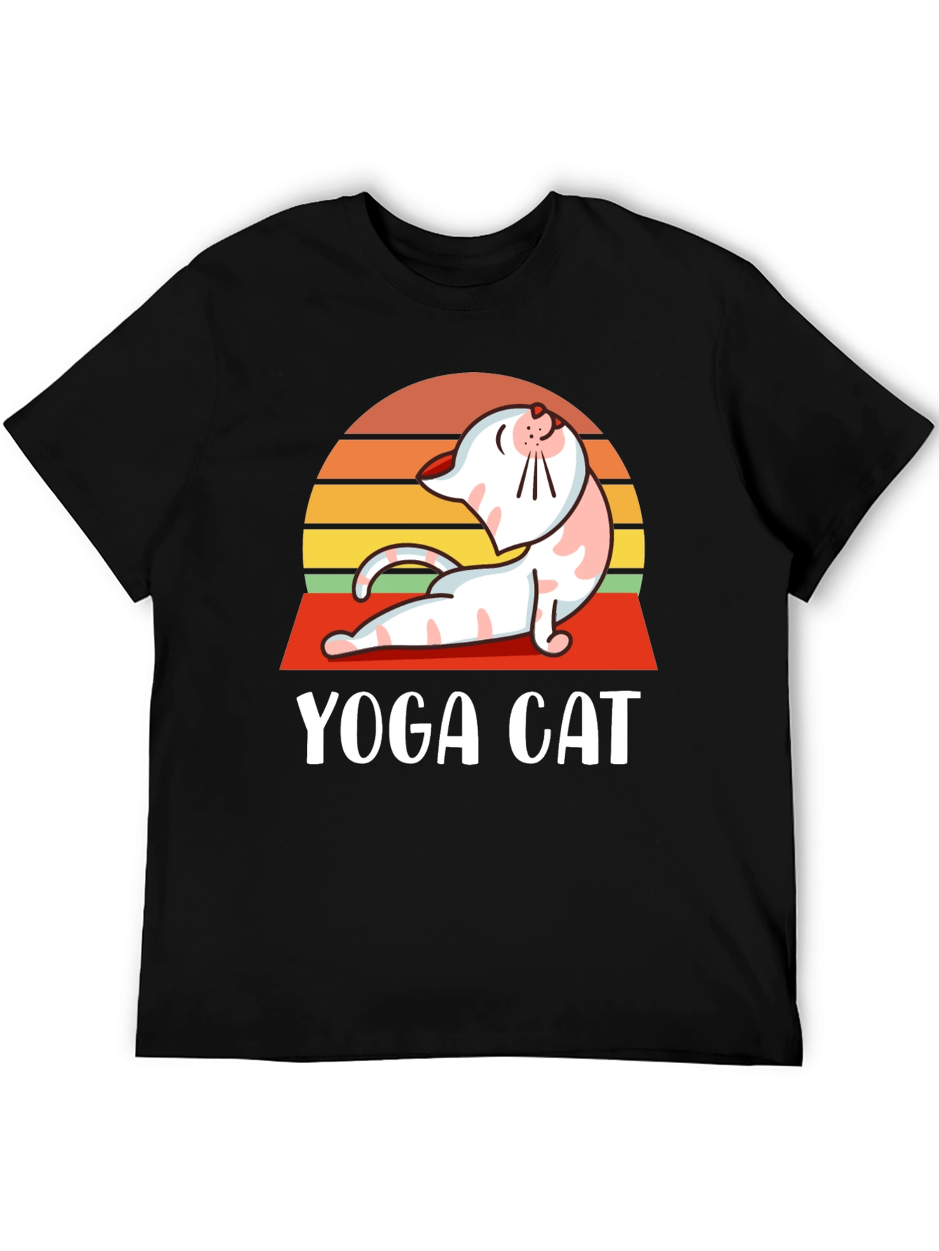 Black Yoga Cat T-Shirt - Funny Workout Tee view 5