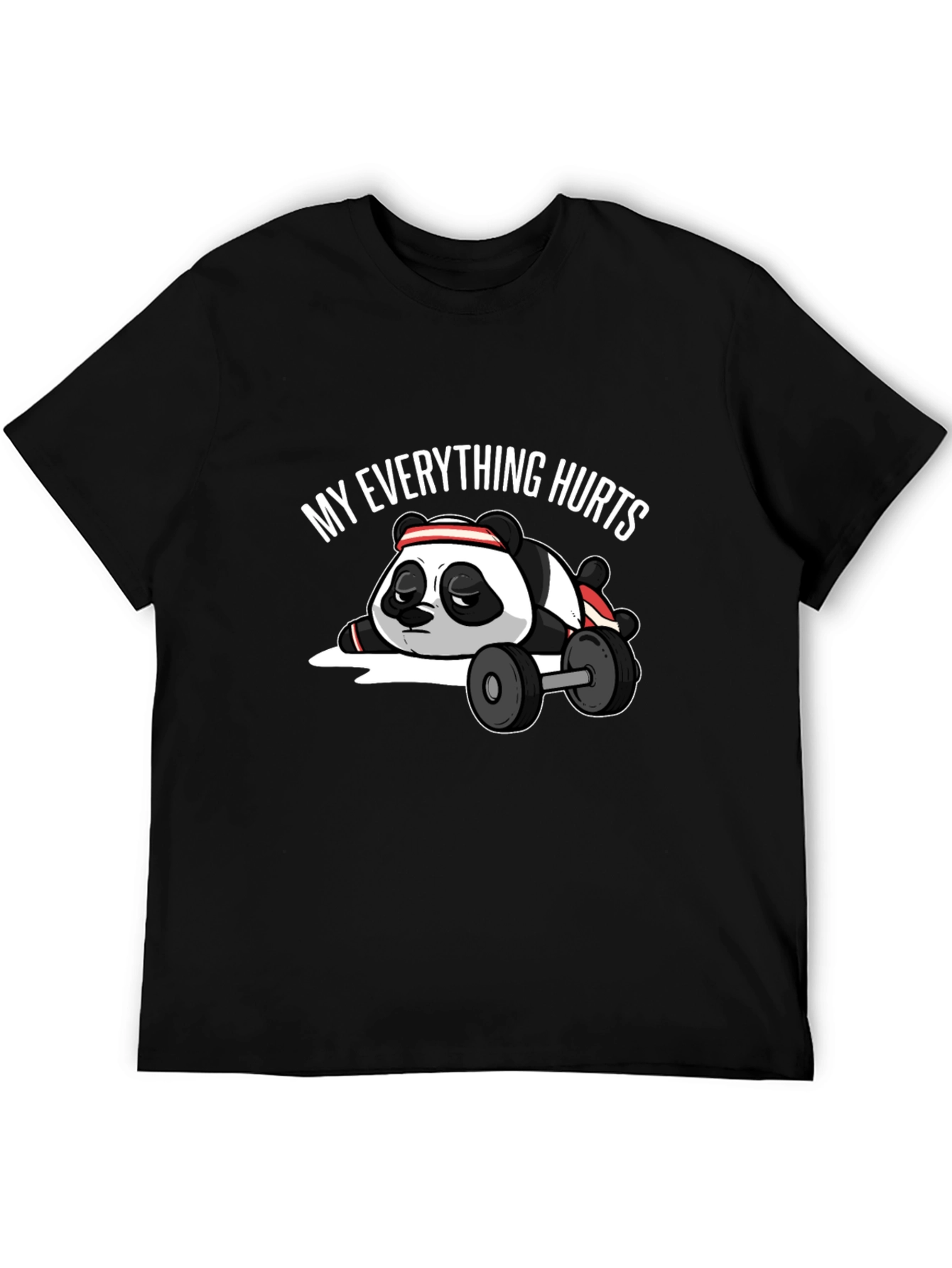 Black My Everything Hurts Panda T-Shirt - Workout Humor Tee view 5