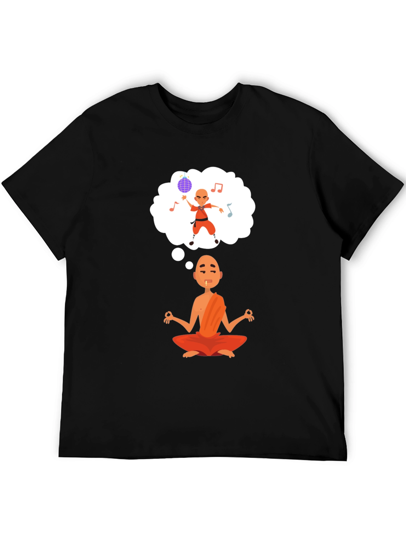 Black Meditating Monk T-Shirt - Dream of Dancing view 5