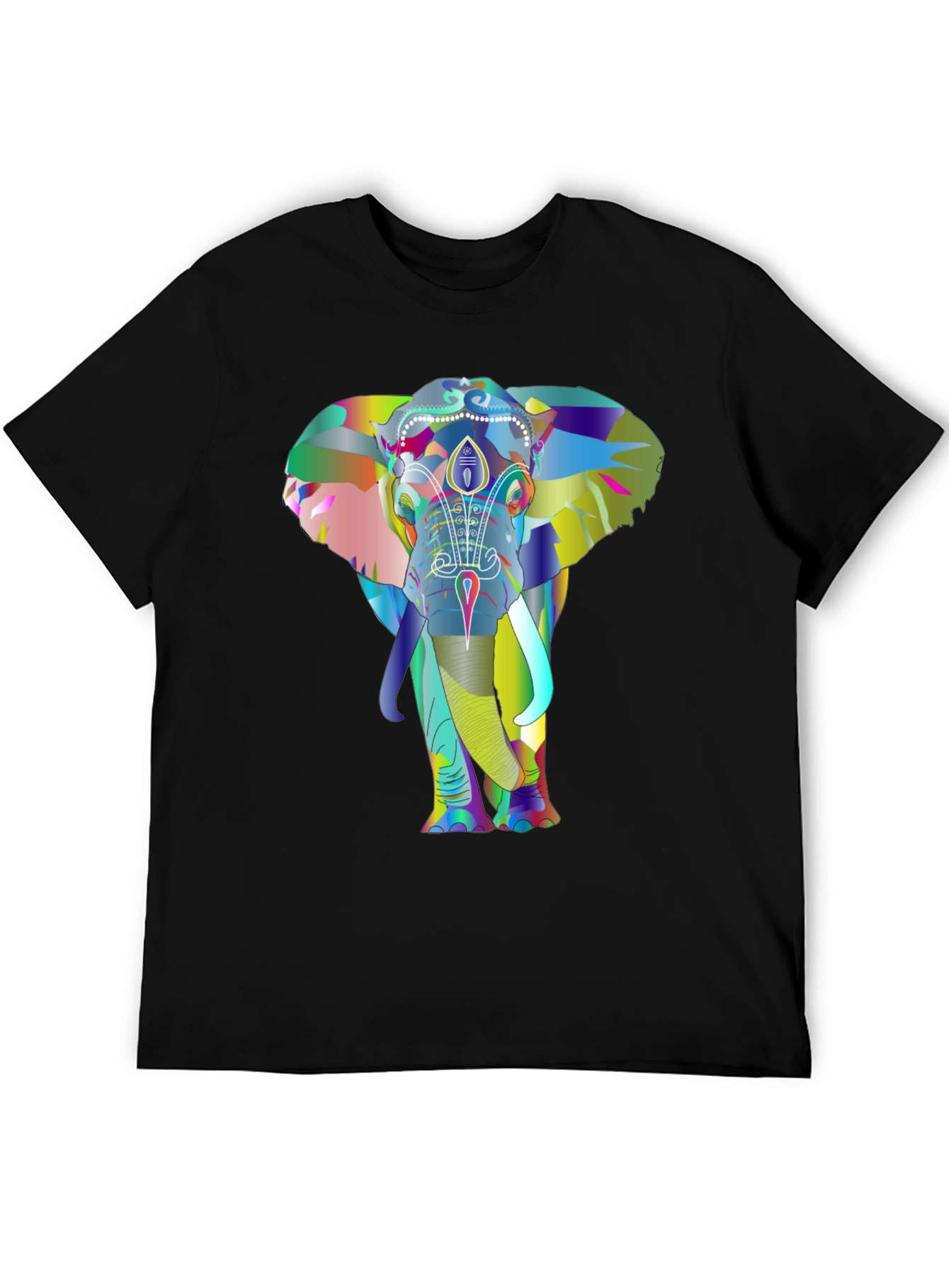 Black Colorful Elephant Graphic Tee - Unique Design view 5