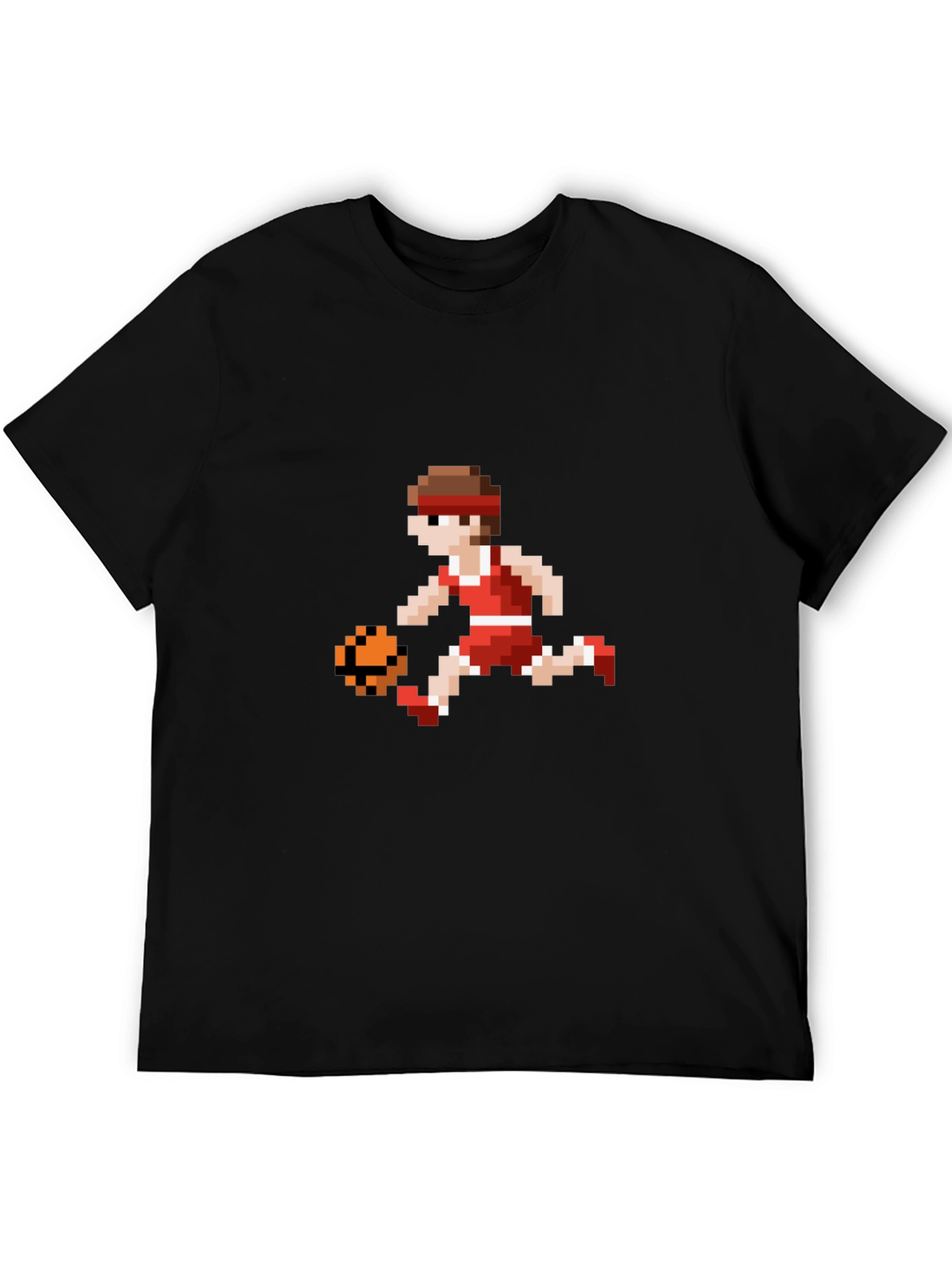 Black Retro Pixel Basketball T-Shirt view 5
