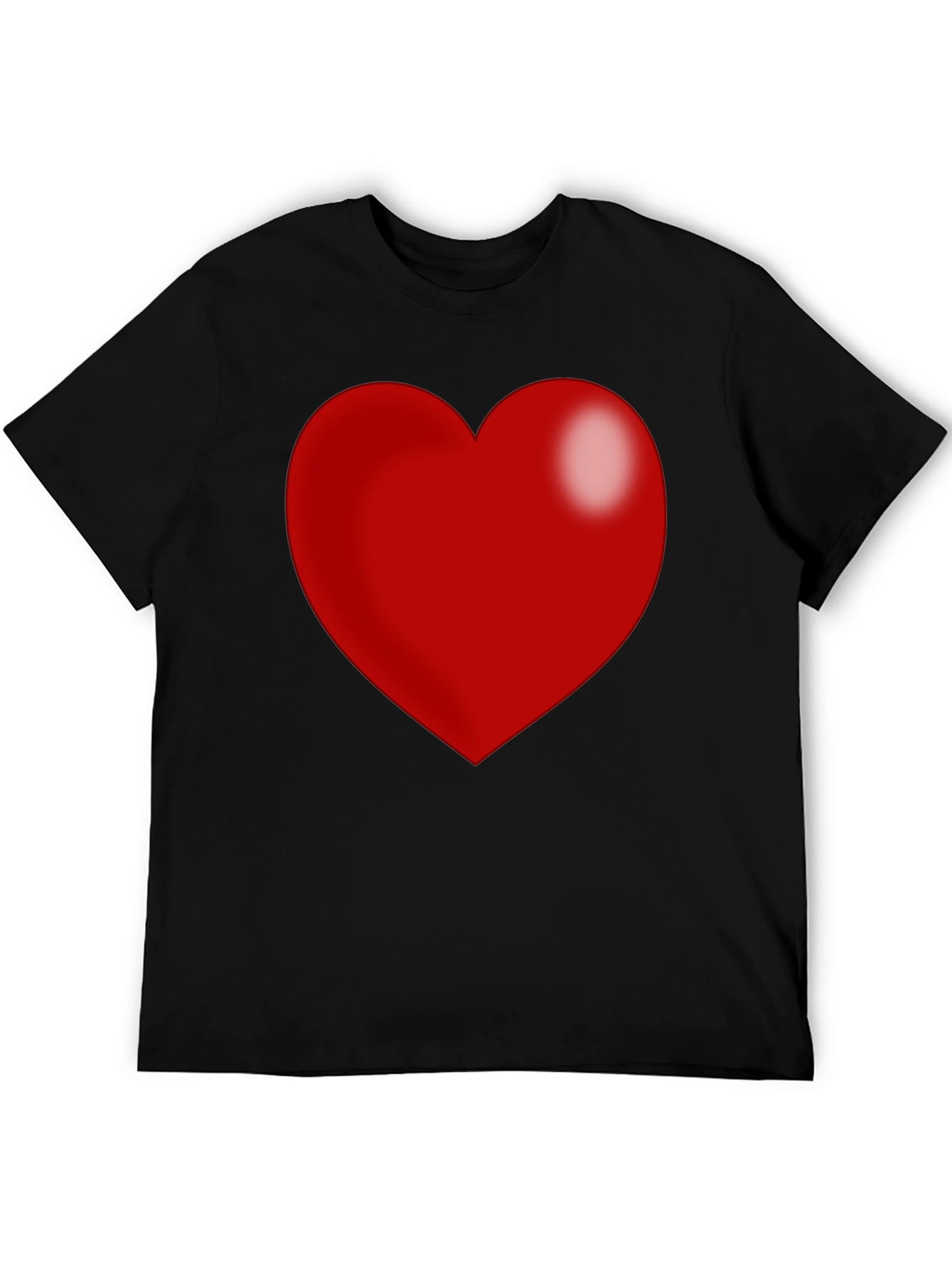 Black Red Heart Graphic Print Black T-Shirt view 5