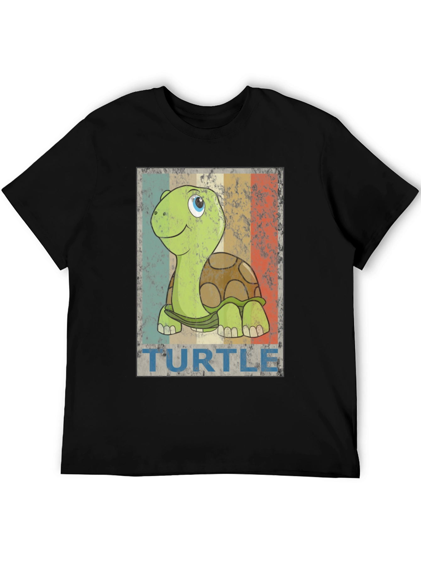 Black Retro Turtle Graphic Tee - Cute Cartoon Animal T-Shirt view 5
