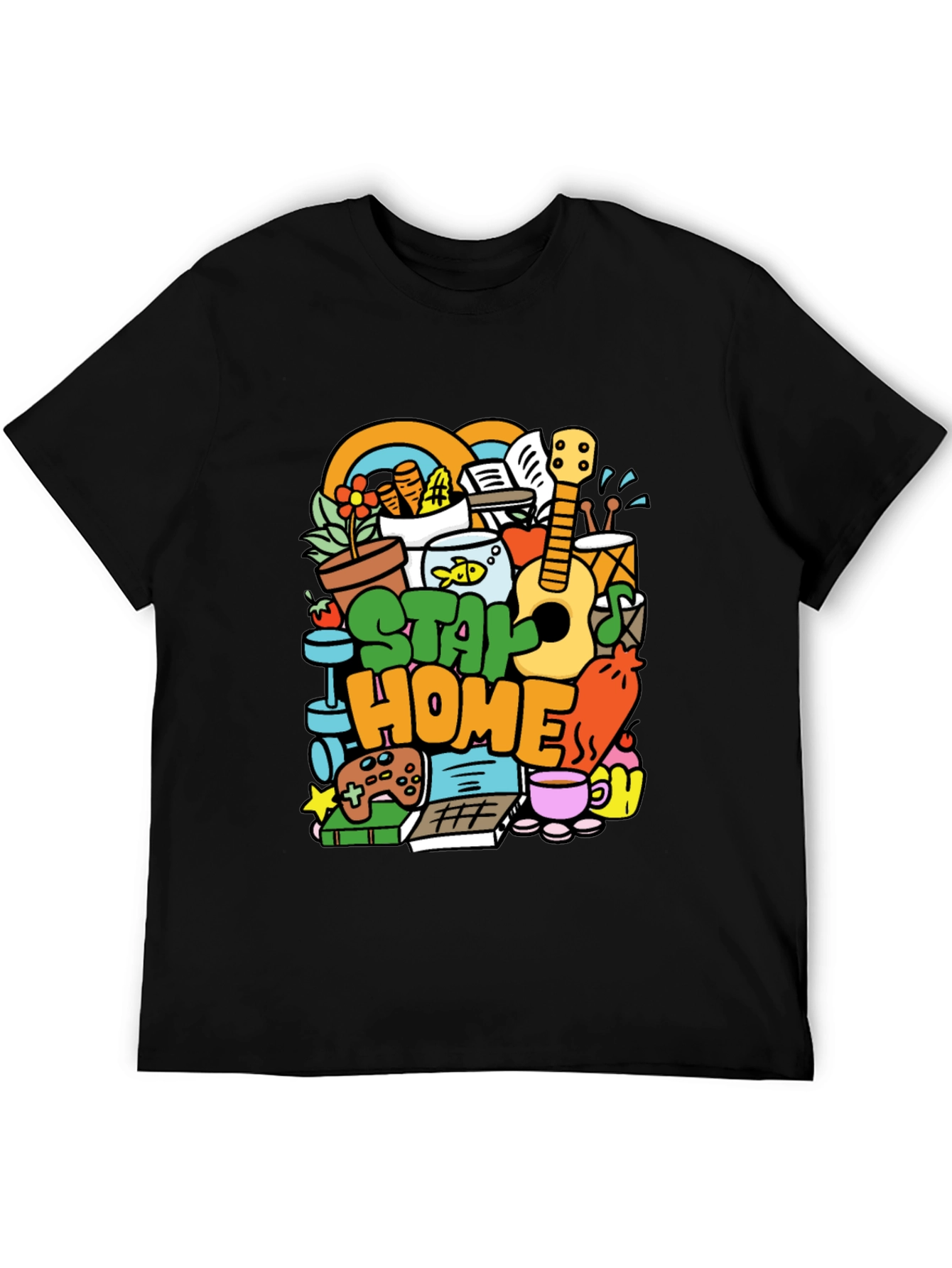 Black Stay Home Graphic T-Shirt - Cozy & Fun view 5