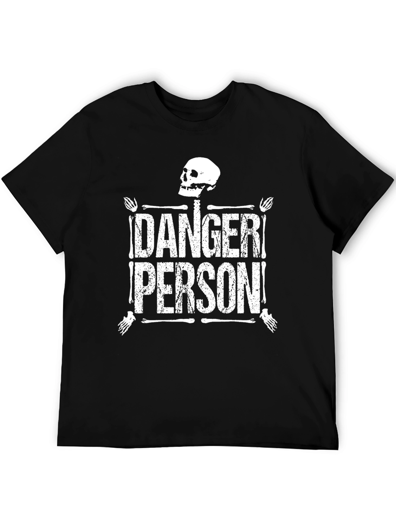 Black Danger Person Skeleton Graphic Black T-Shirt view 5