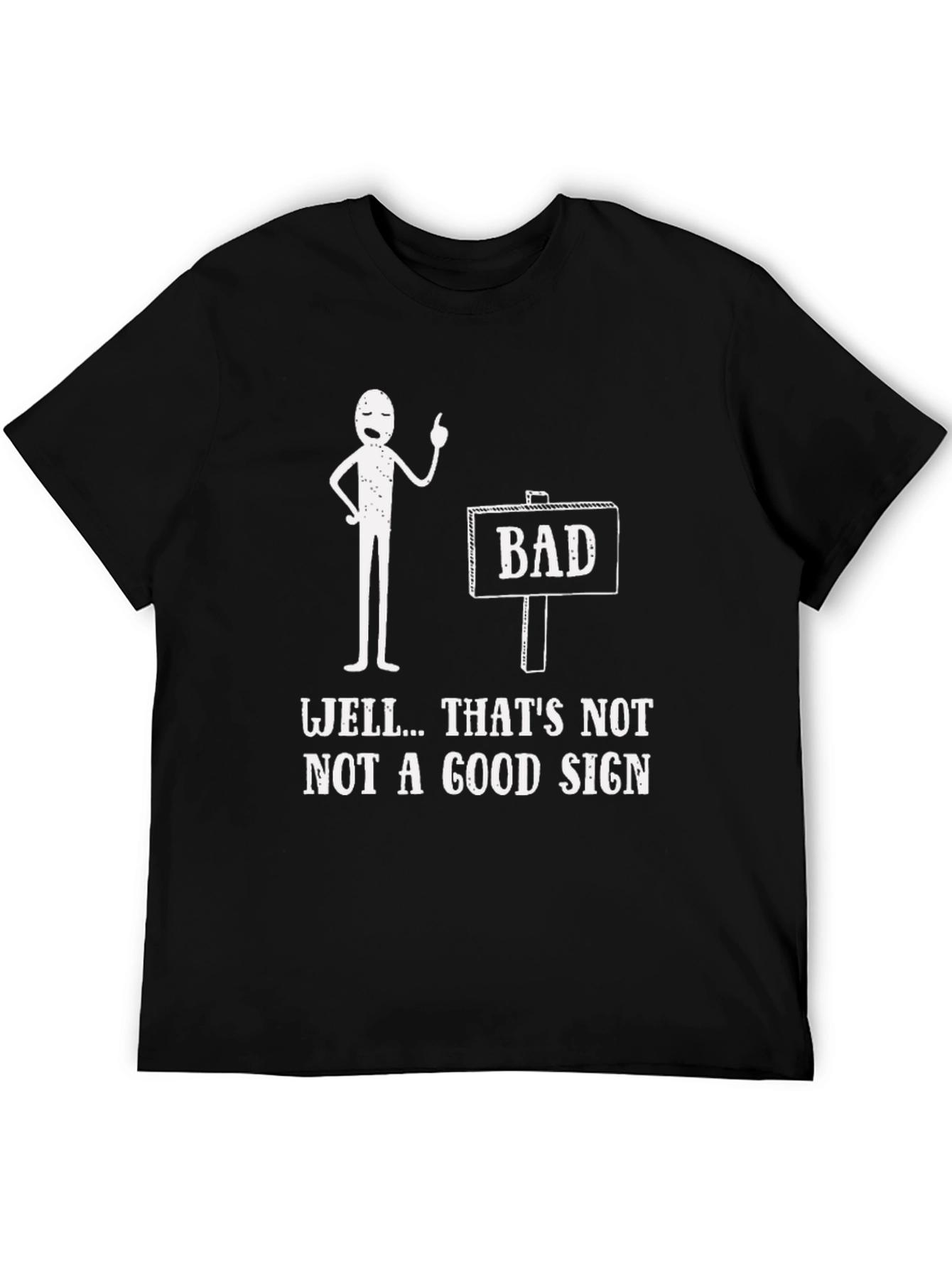 Black Funny 'Bad Sign' Graphic Tee view 5