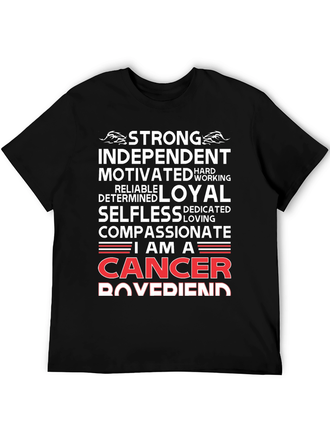 Black Cancer Zodiac T-Shirt - Strong, Loyal, Compassionate view 5