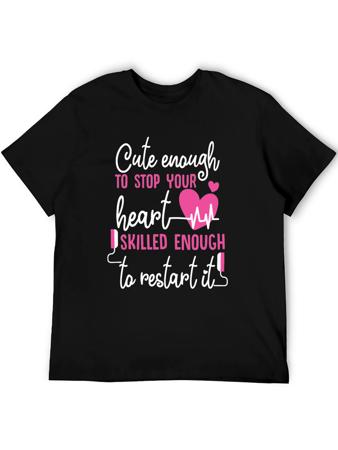Black Cute Enough Heart Skilled Nurse T-Shirt view 5