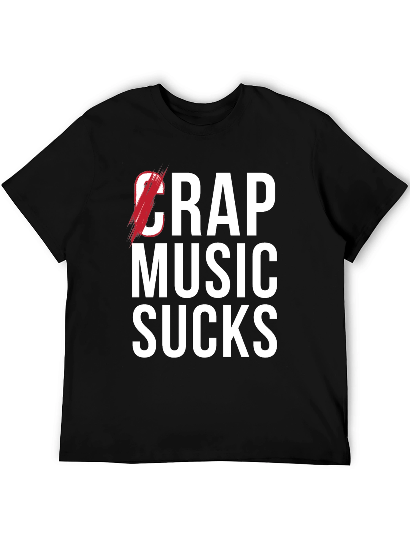 Black Crap Music Sucks Graphic Tee view 5