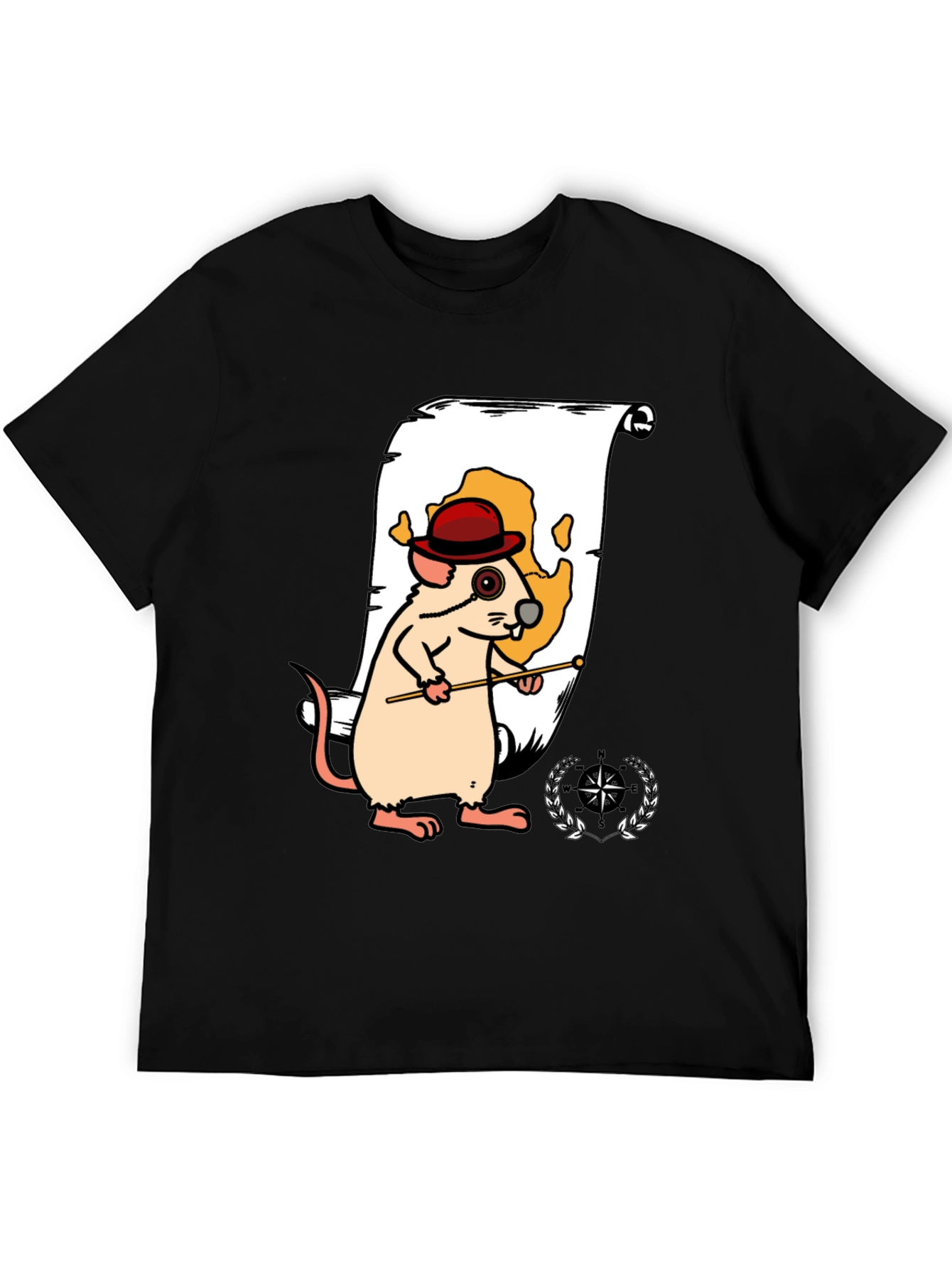 Black Cartoon Mouse Navigator Graphic Tee view 5