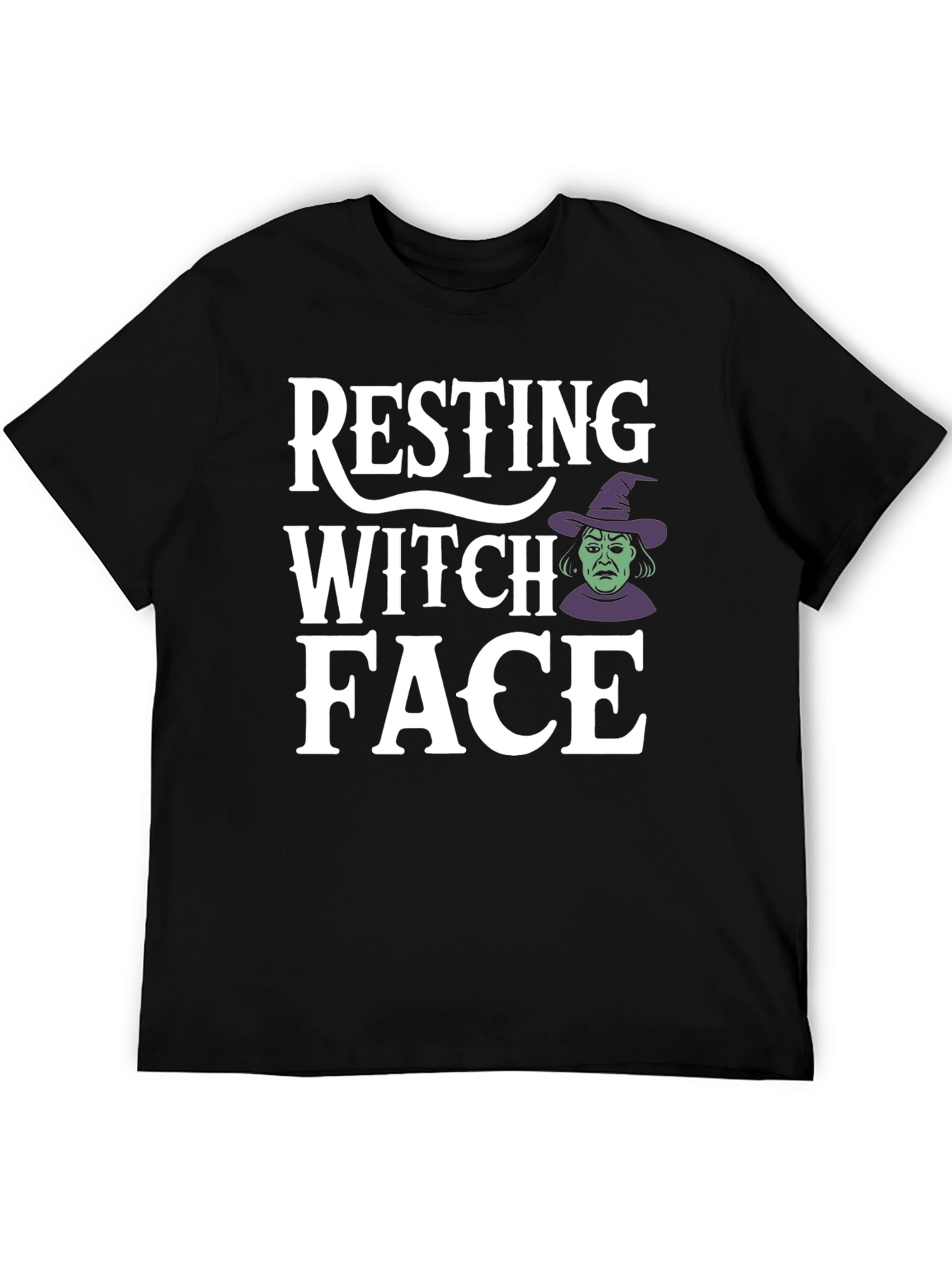Black Resting Witch Face Graphic Tee - Halloween Shirt view 5