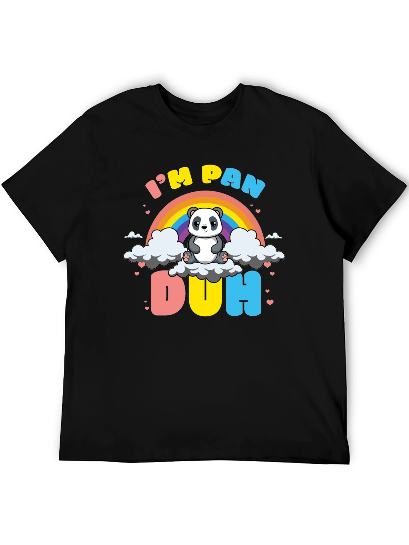 Black I'm Pan Duh T-Shirt - Panda LGBT Pride Rainbow view 5