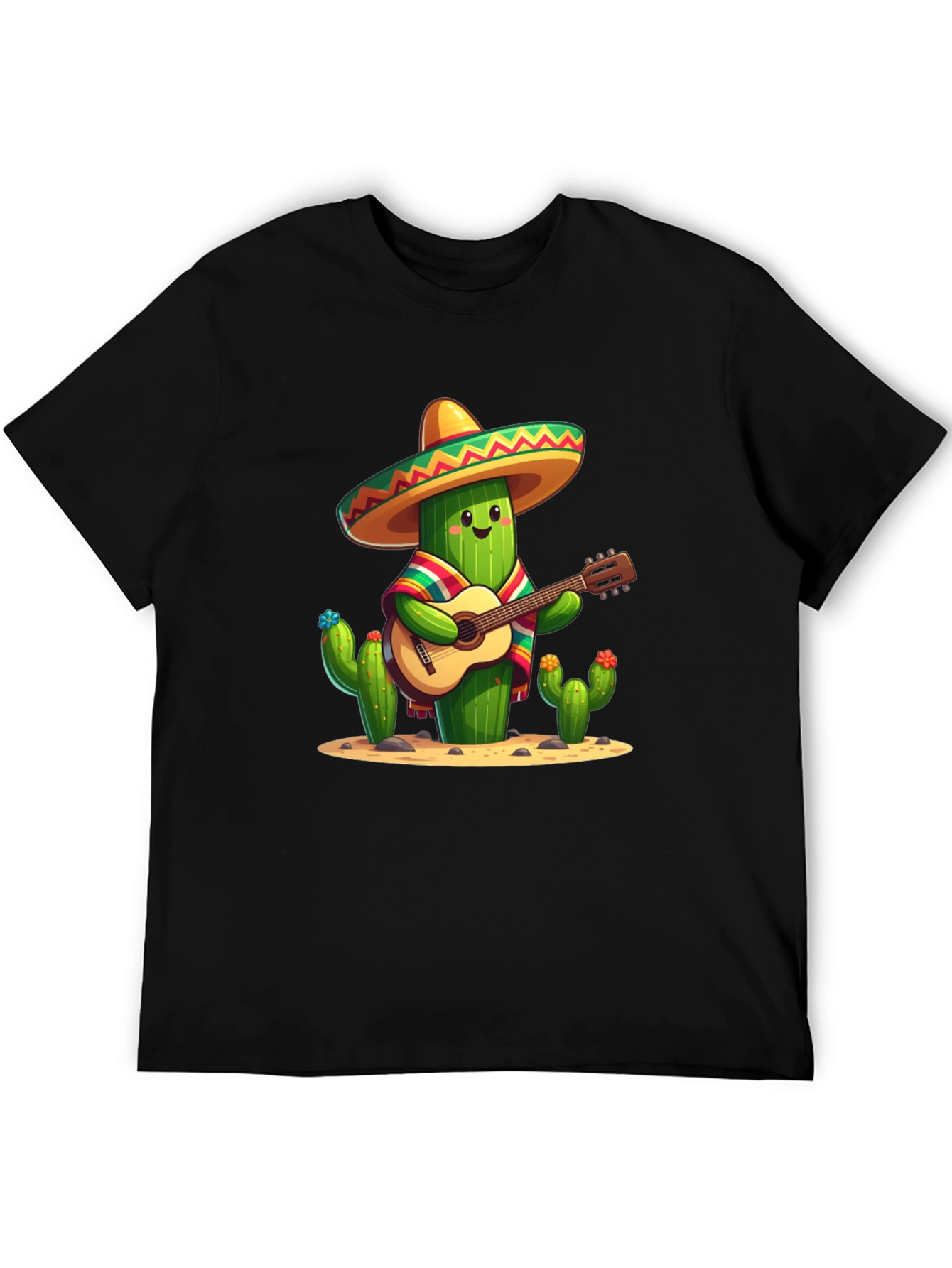 Black Cactus Guitar Player T-Shirt view 5