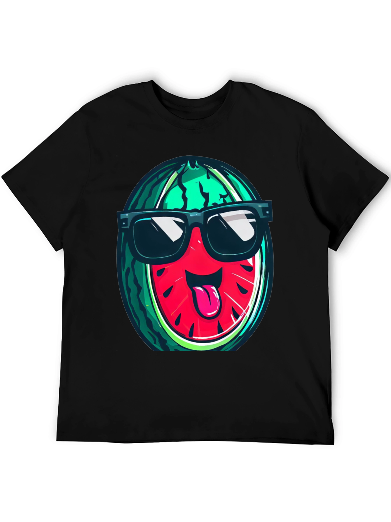 Black Cool Watermelon Graphic T-Shirt view 5