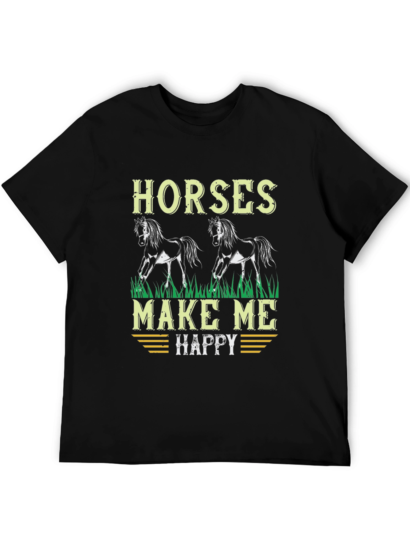 Black Horses Make Me Happy Graphic T-Shirt view 5