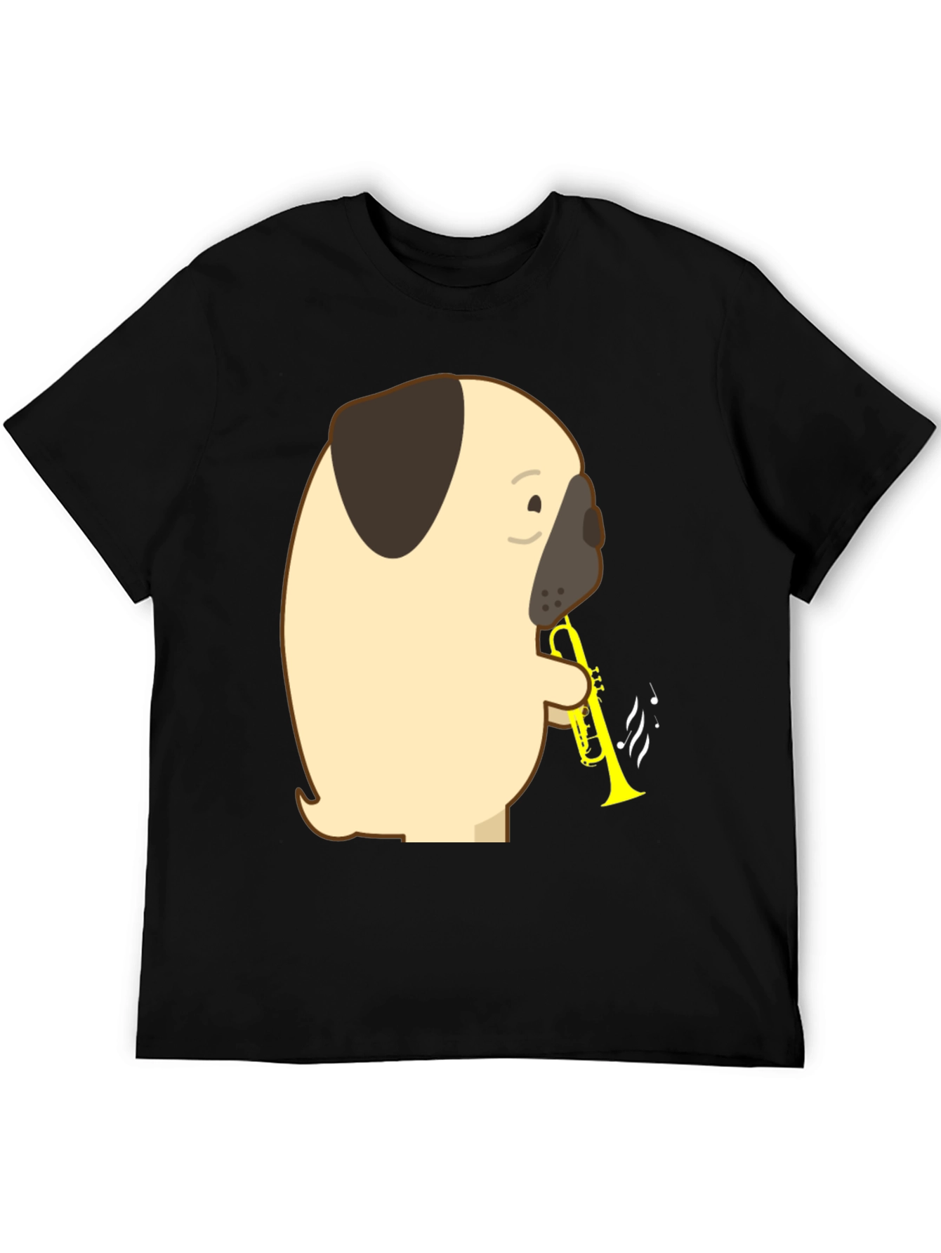 Black Pug Trumpet T-Shirt - Musical Dog Tee view 5