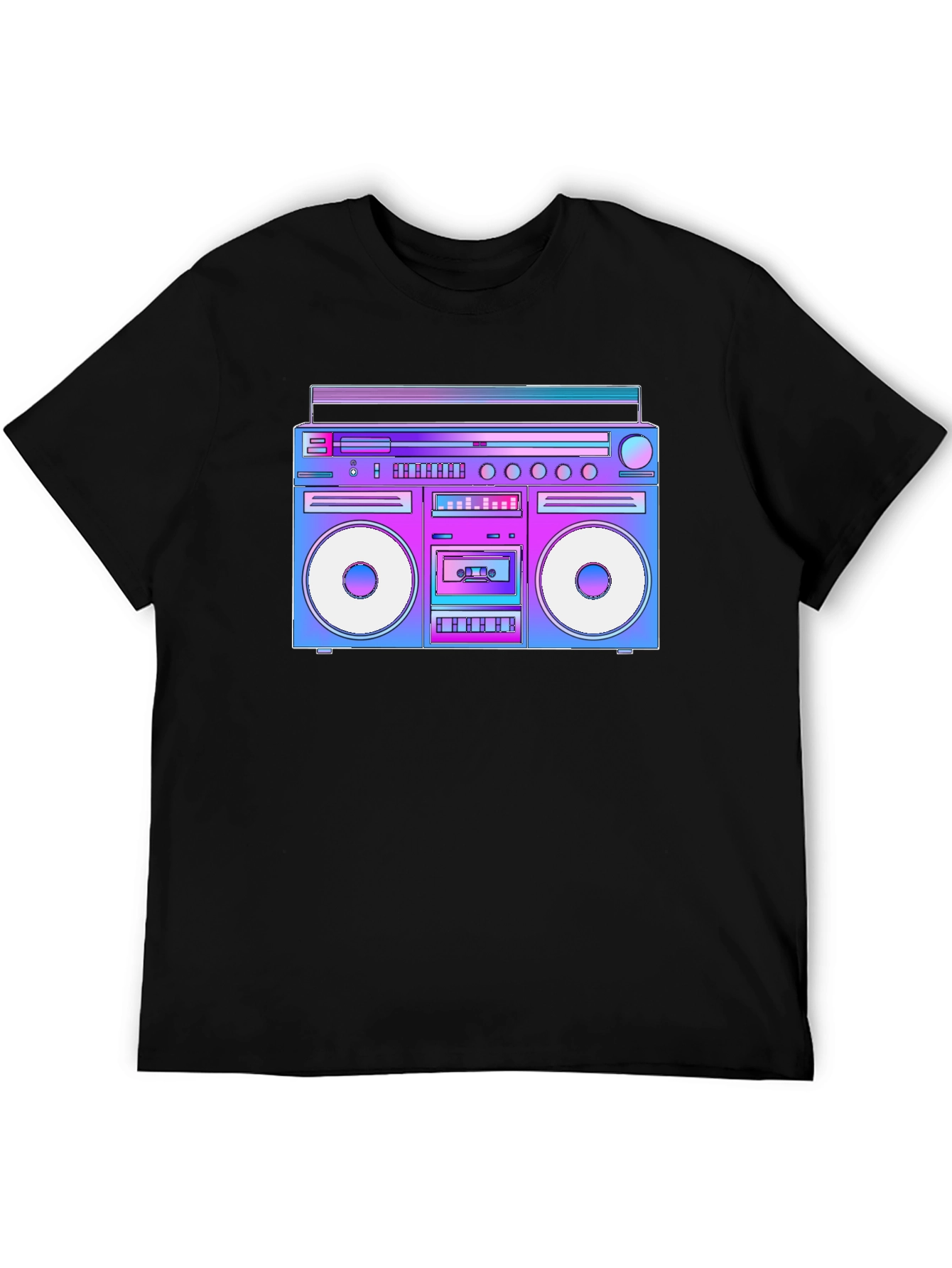 Black Retro Boombox T-Shirt - 80s Throwback Style view 5