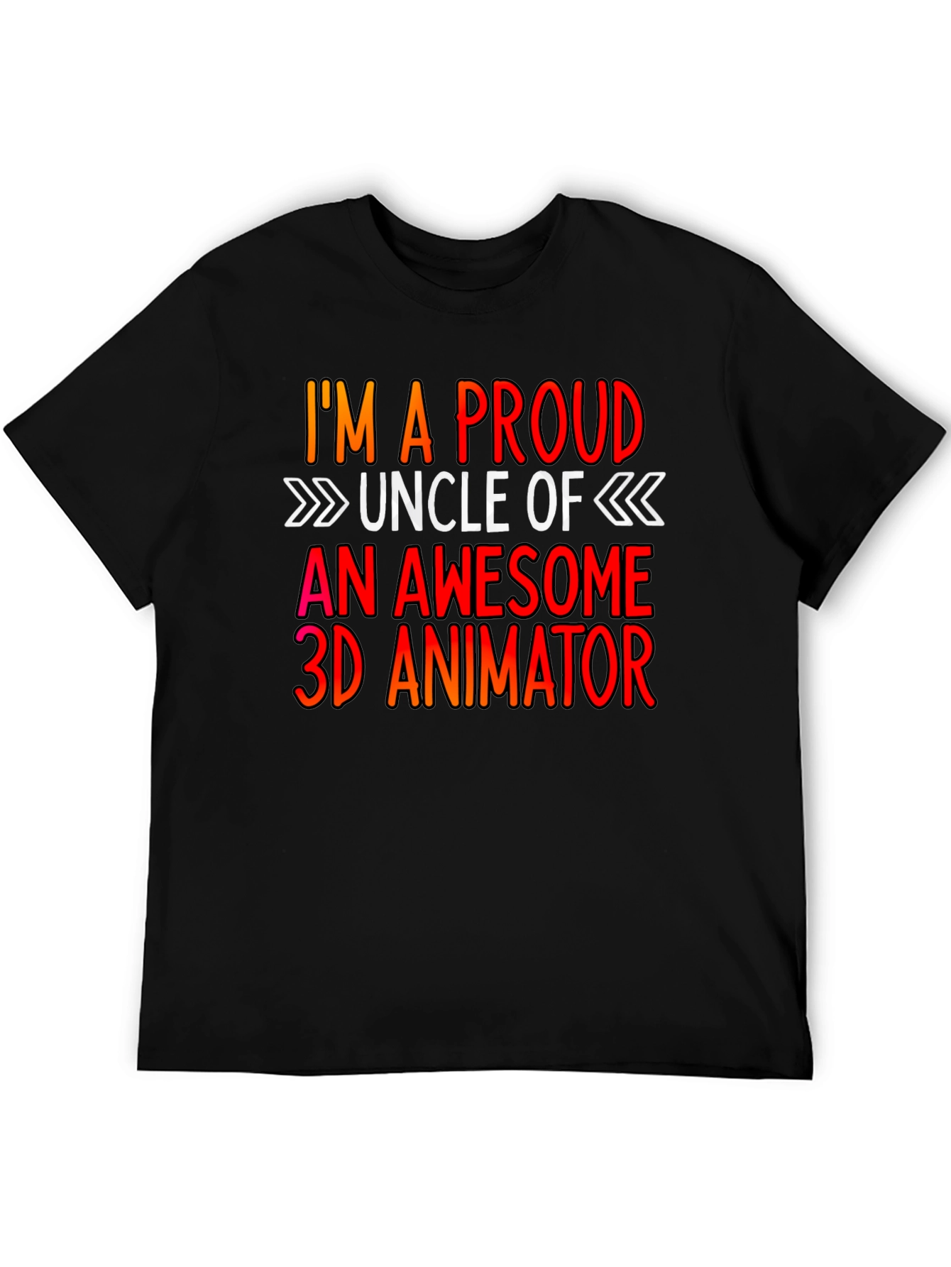 Black Proud Uncle 3D Animator T-Shirt view 5