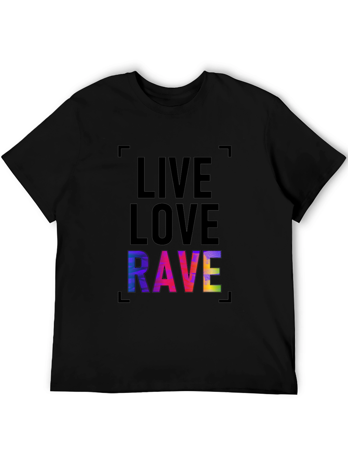 Black Live Love Rave Graphic Tee - Trendy Black T-Shirt view 5