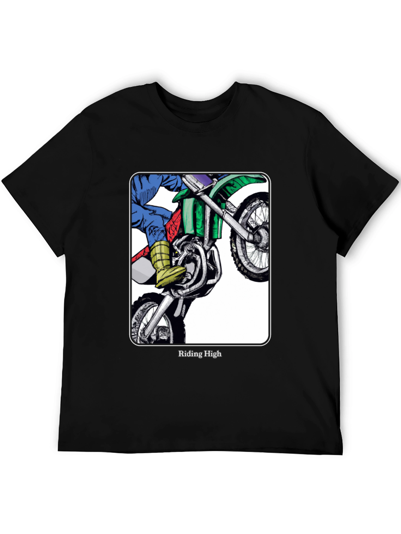 Black Riding High Motorcycle Graphic Tee - Black view 5