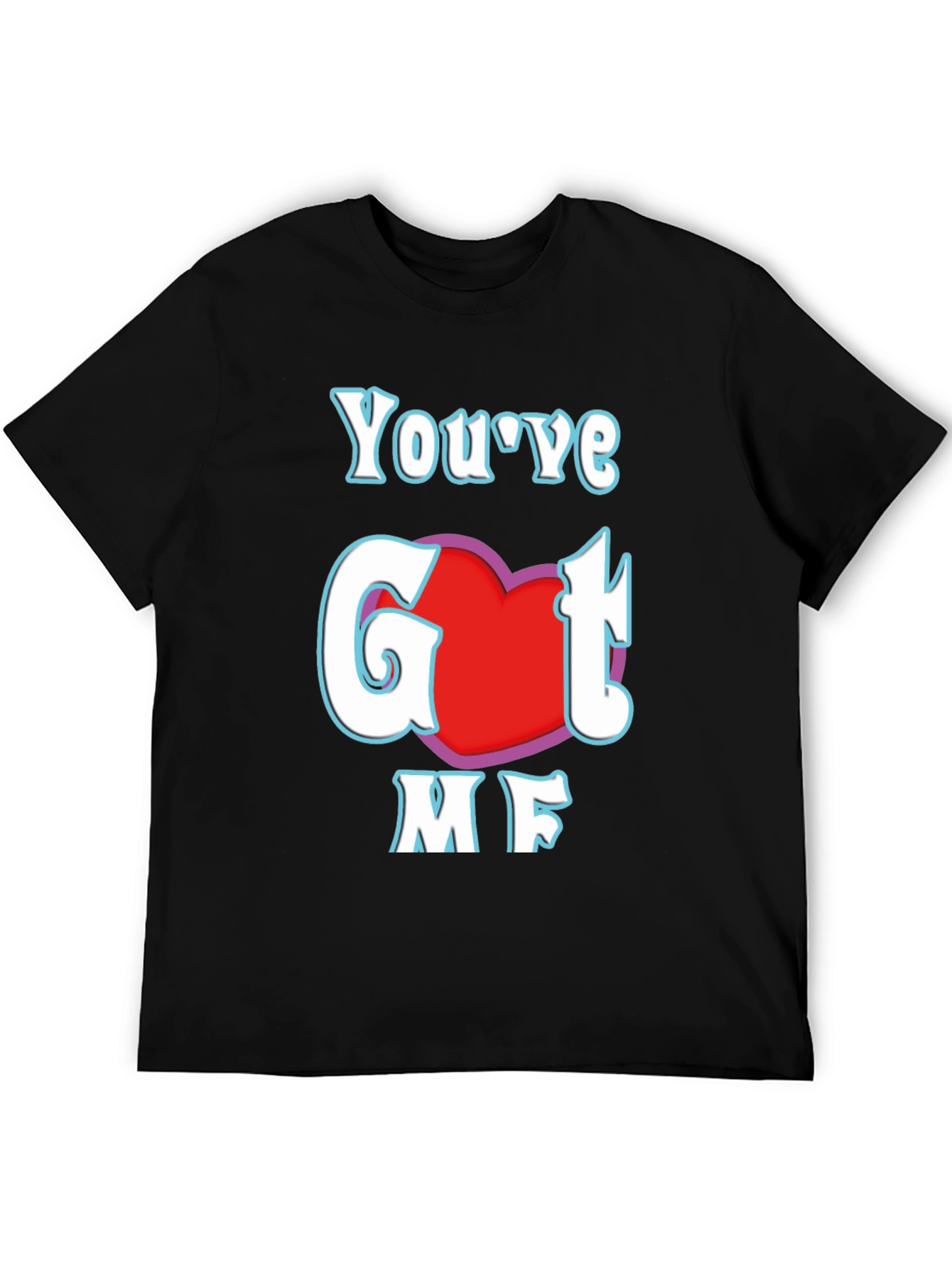 Black You've Got Me T-Shirt - Red Heart Design view 5