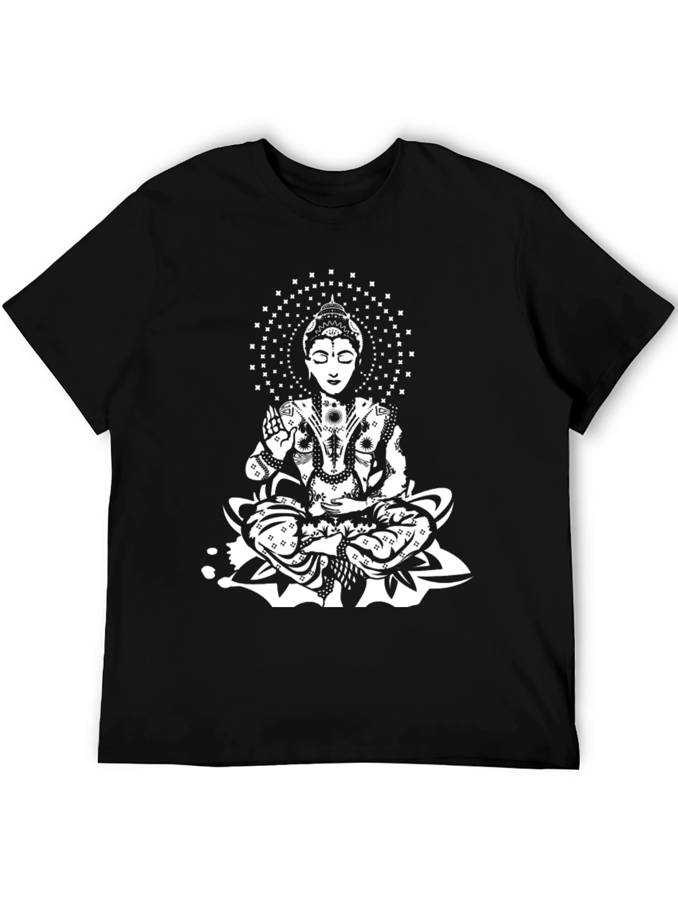 Black Buddha Graphic Print Black T-Shirt view 5