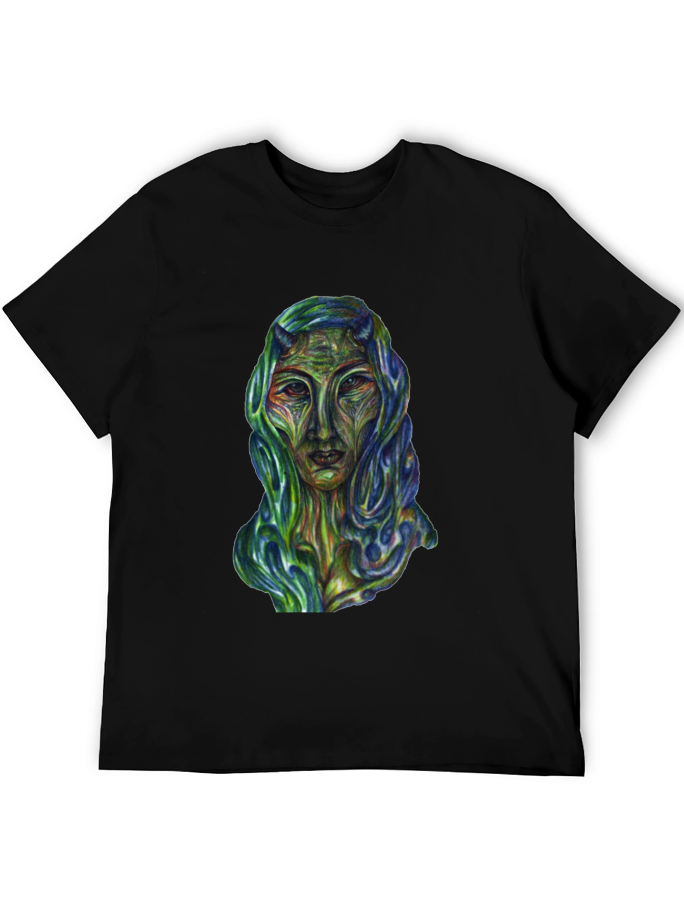 Black Surreal Alien Art Graphic T-Shirt - Black view 5