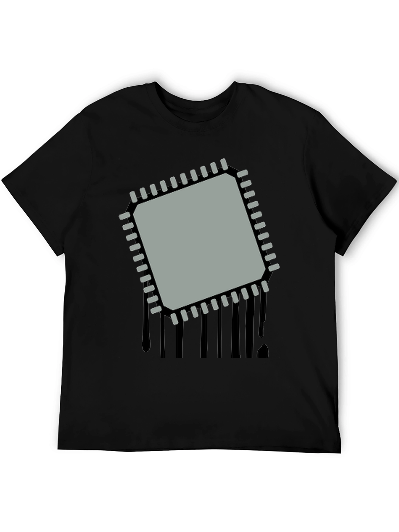 Black Tech Chip Graphic T-Shirt - Modern Geek Style view 5