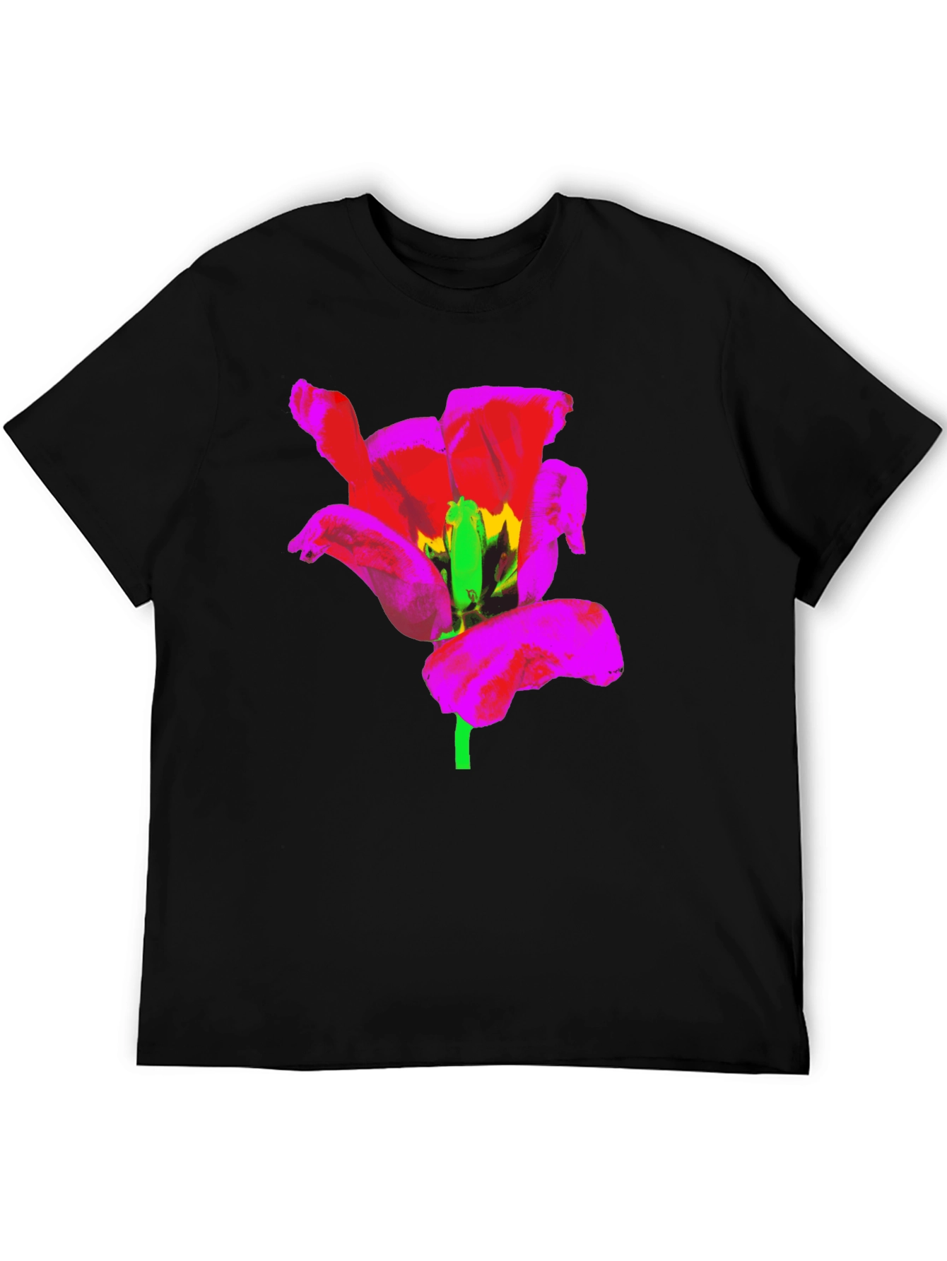 Black Bold Flower Graphic Black T-Shirt view 5