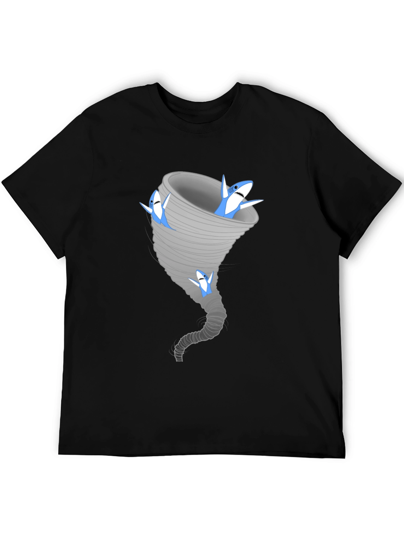 Black Sharknado Black Tee - Funny Shark Tornado Graphic T-Shirt view 5